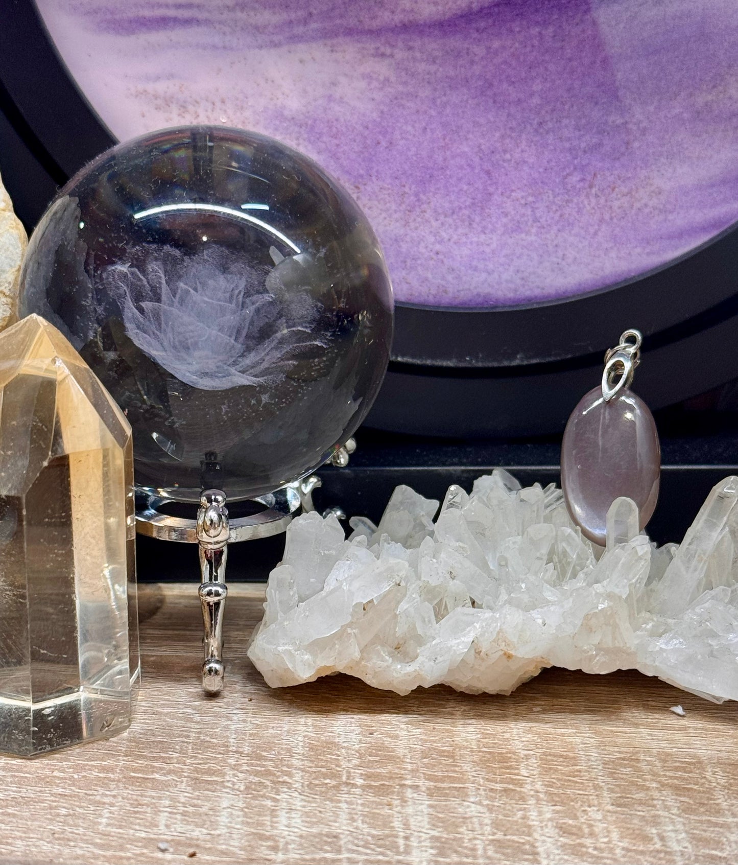 Pendentif de pierre de lune nacrée
