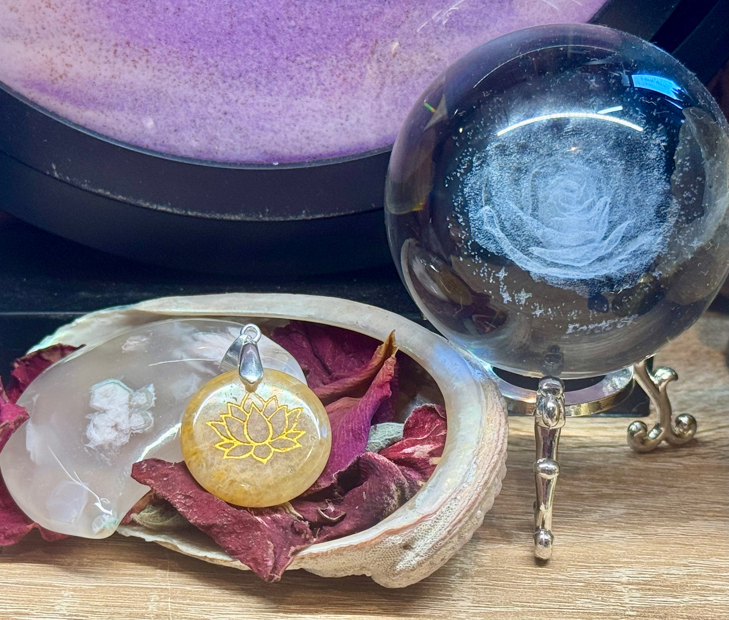 Pendentif d’Aventurine jaune lotus 2