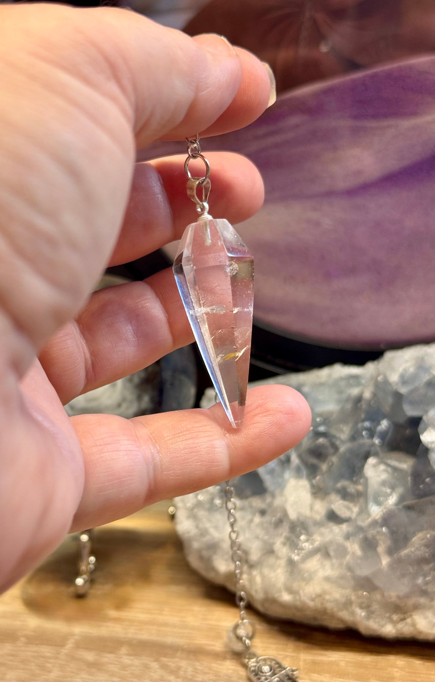 Pendule de Cristal de Roche et Main de Fatma