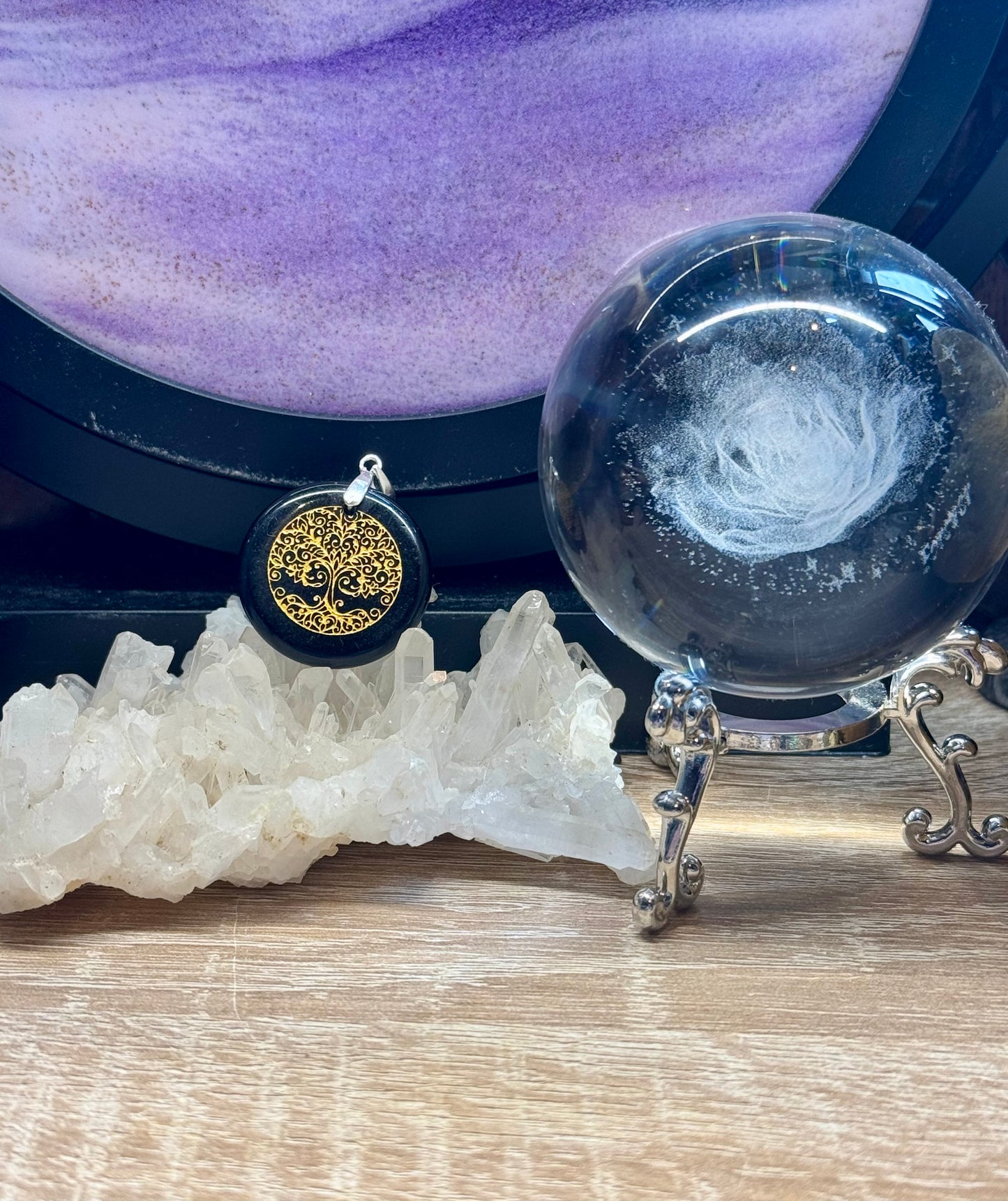Pendentif Arbre de vie - Obsidienne Noire