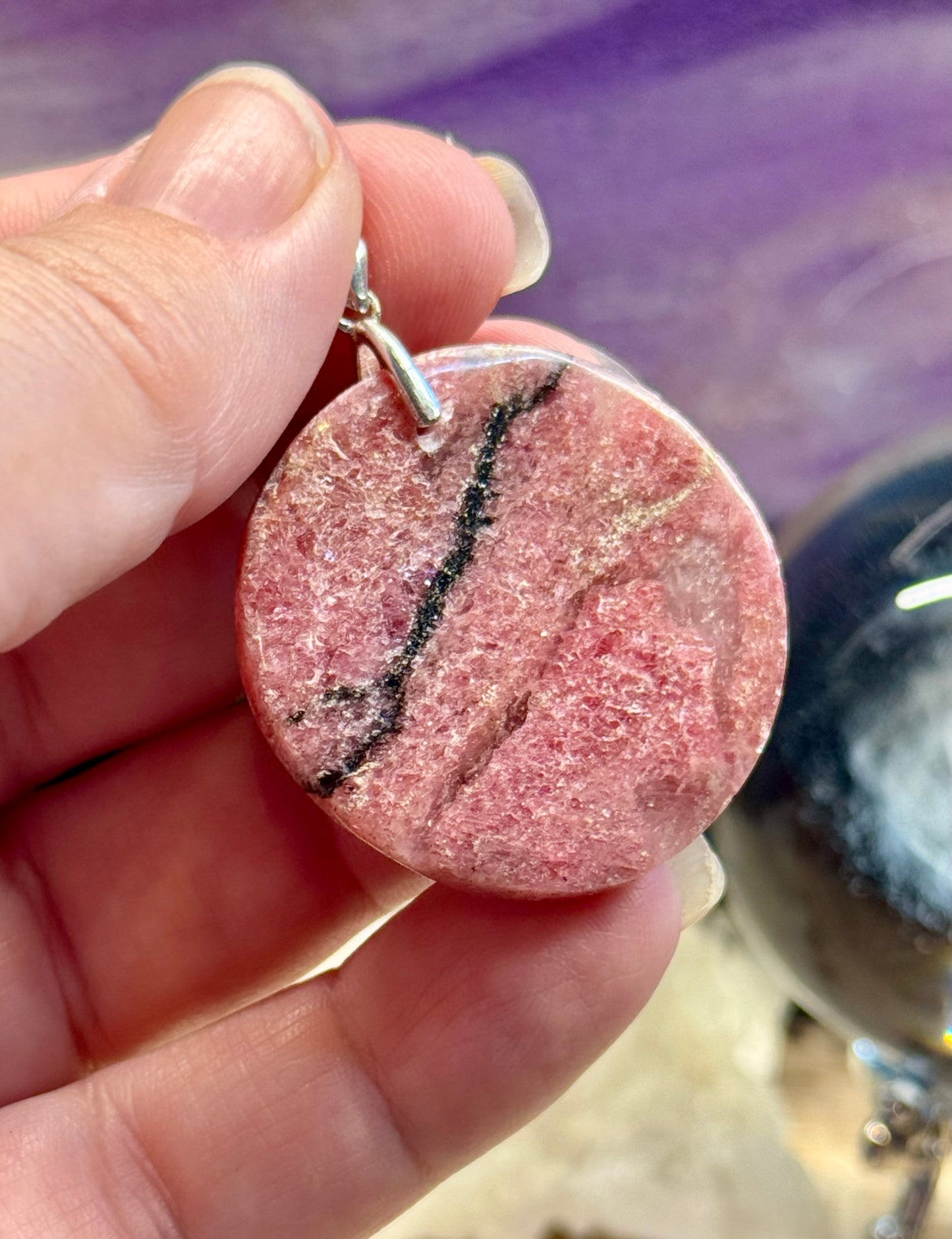 Pendentif Rhodonite ronde