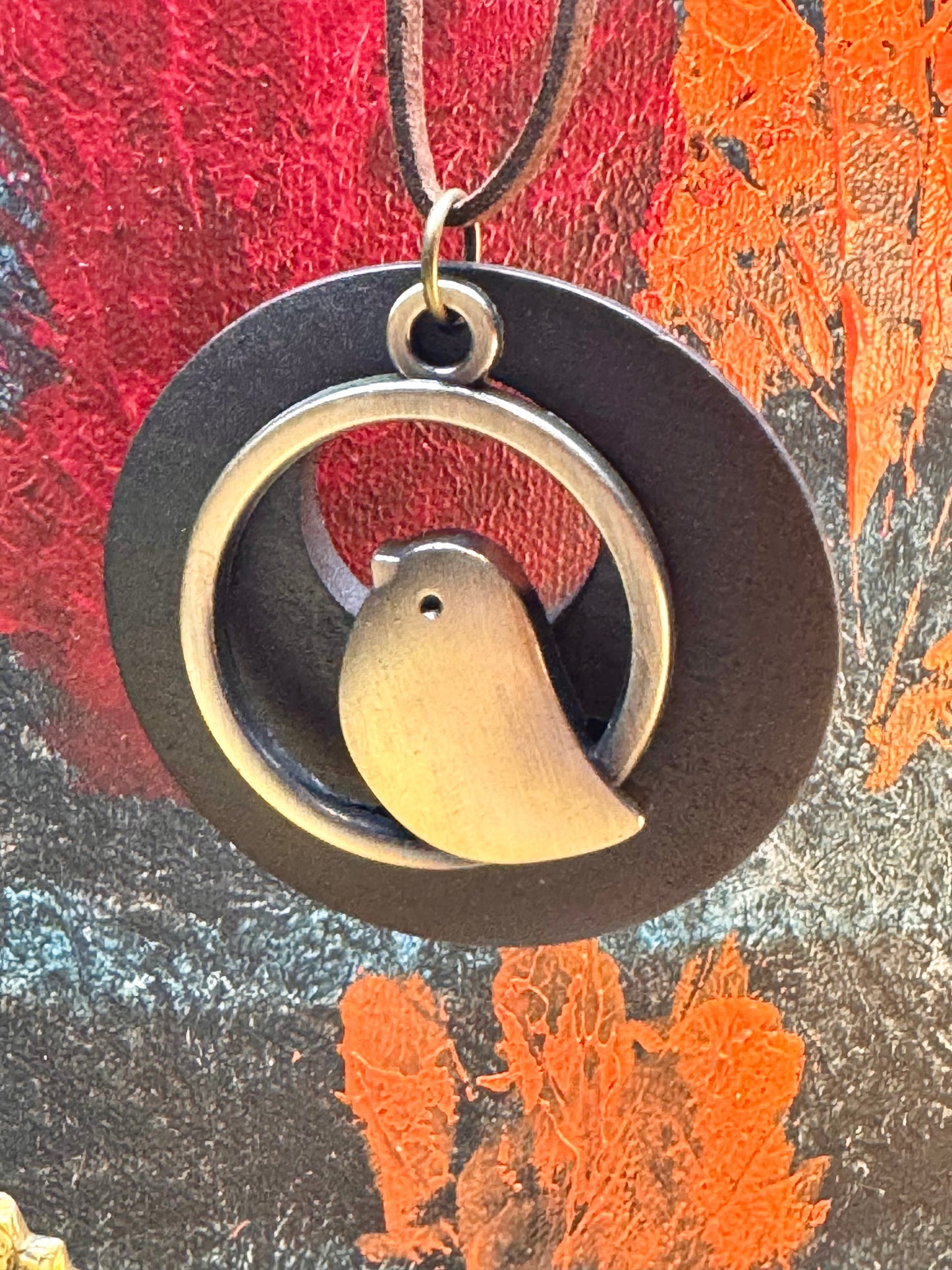Collier long bois oiseau