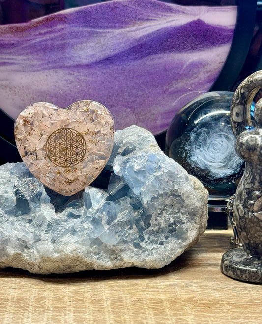 Orgonite Cœur de Quartz Rose