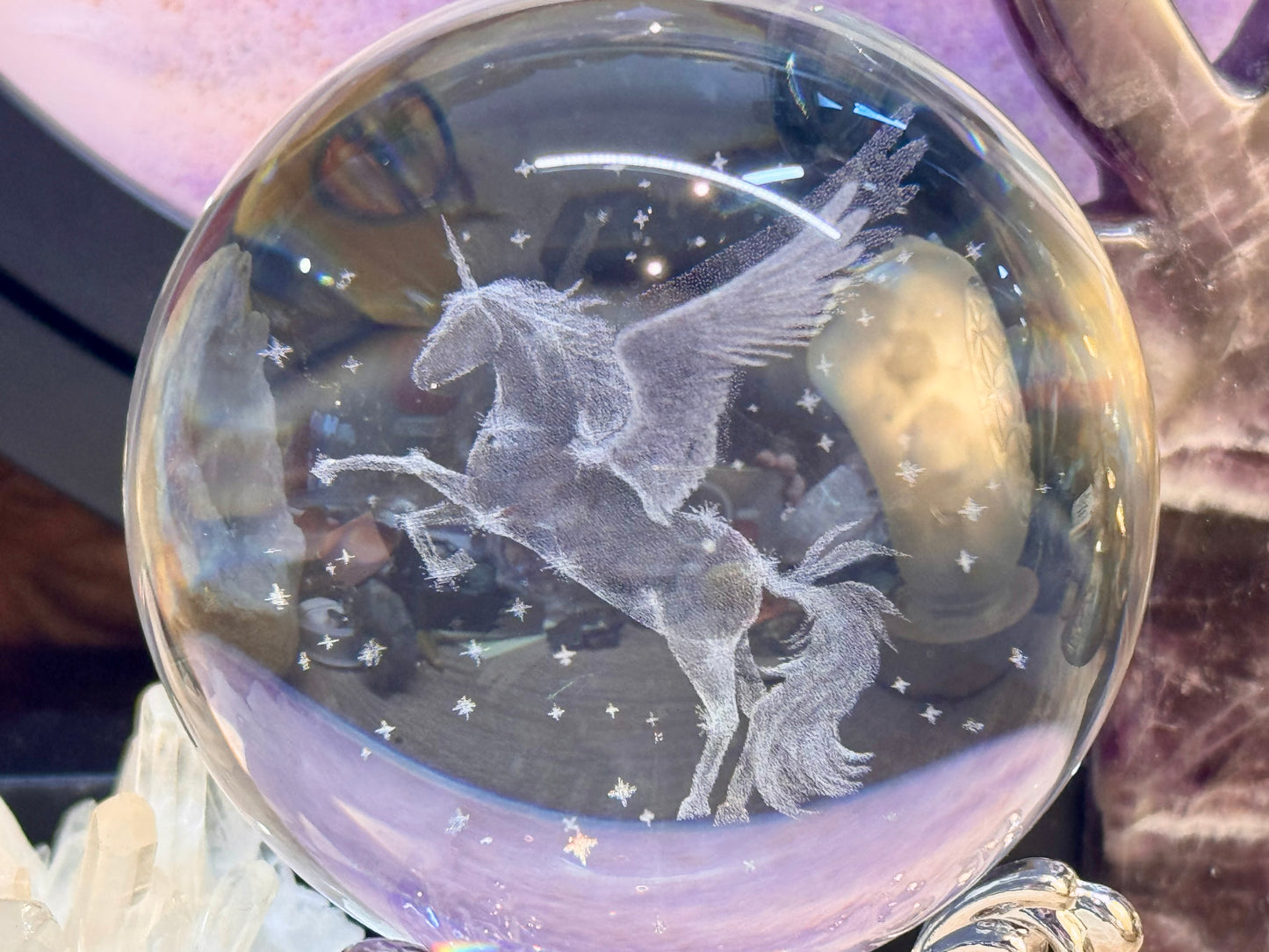 Boule de cristal avec Licorne