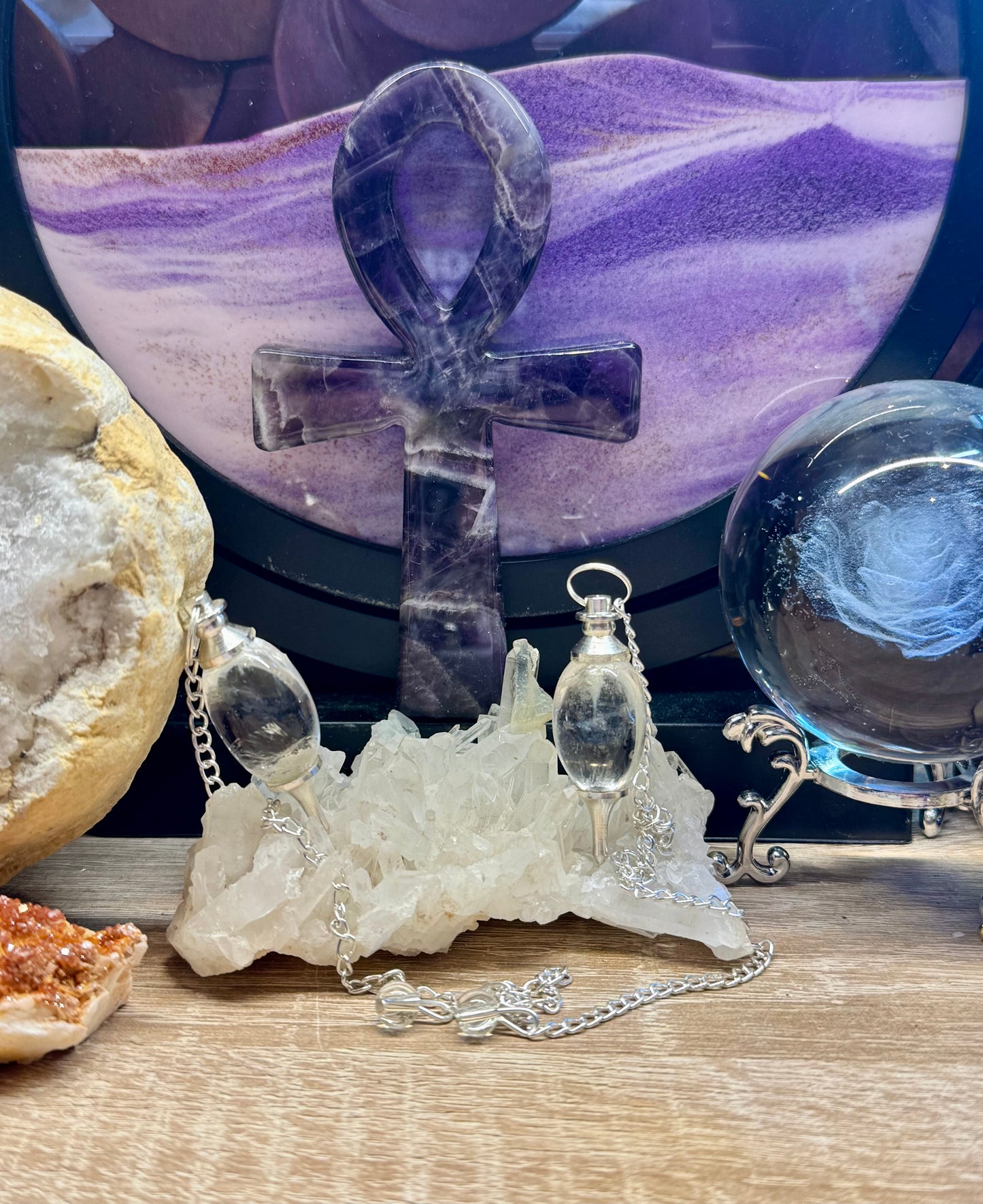 Pendule Shiva Lingam en Cristal de Roche
