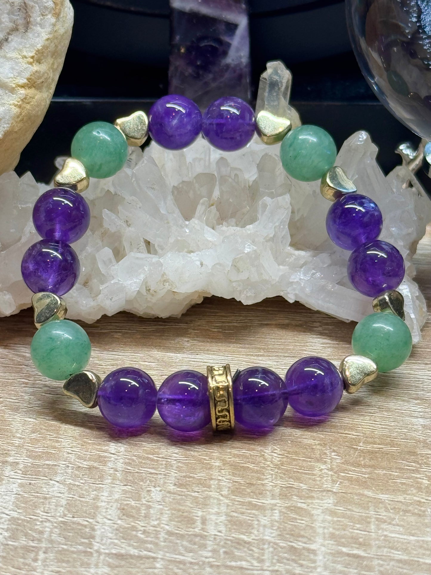 Bracelet améthyste et aventurine verte