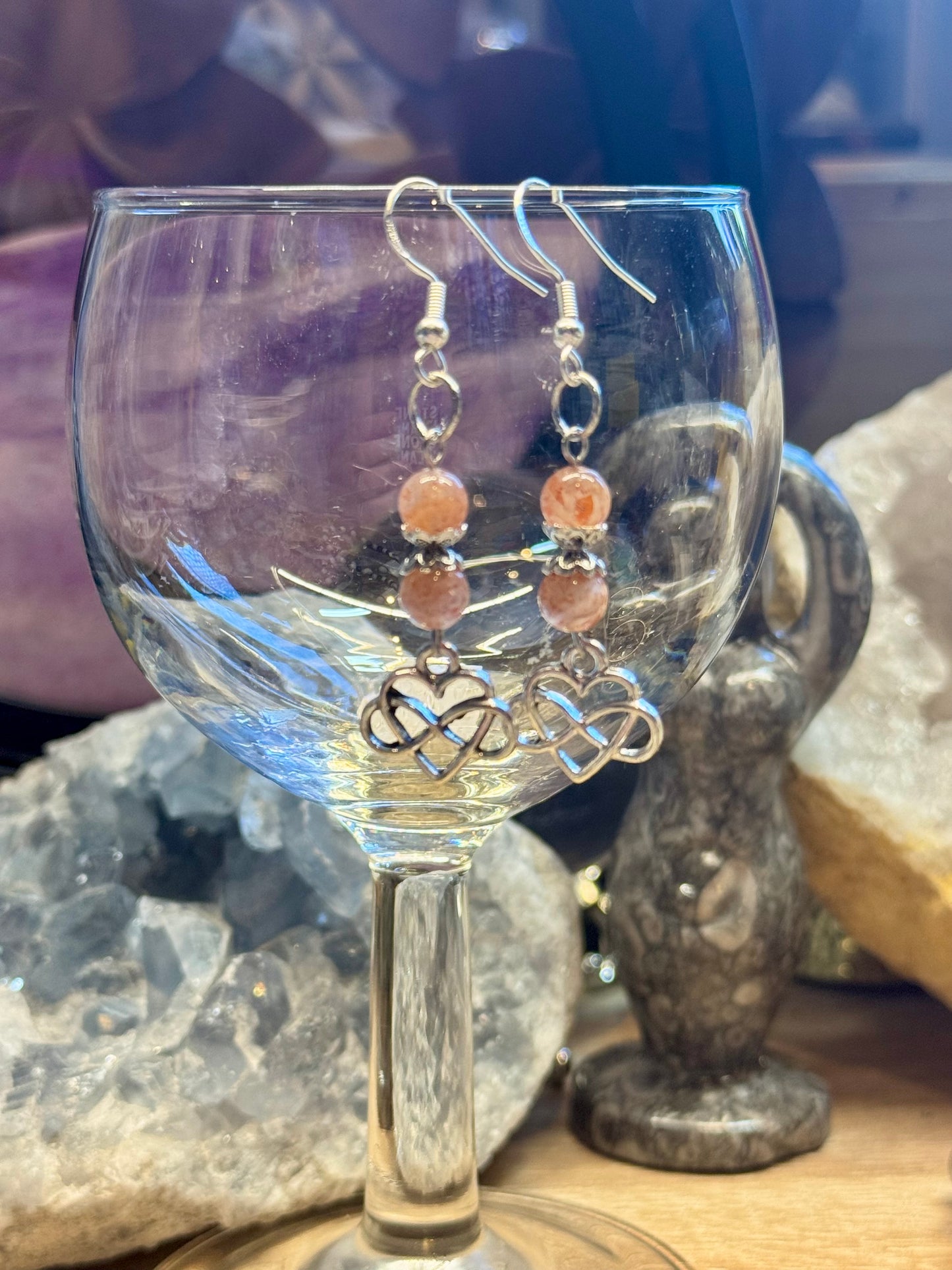 Boucles d’oreilles Pierre du Soleil et Amour Infini