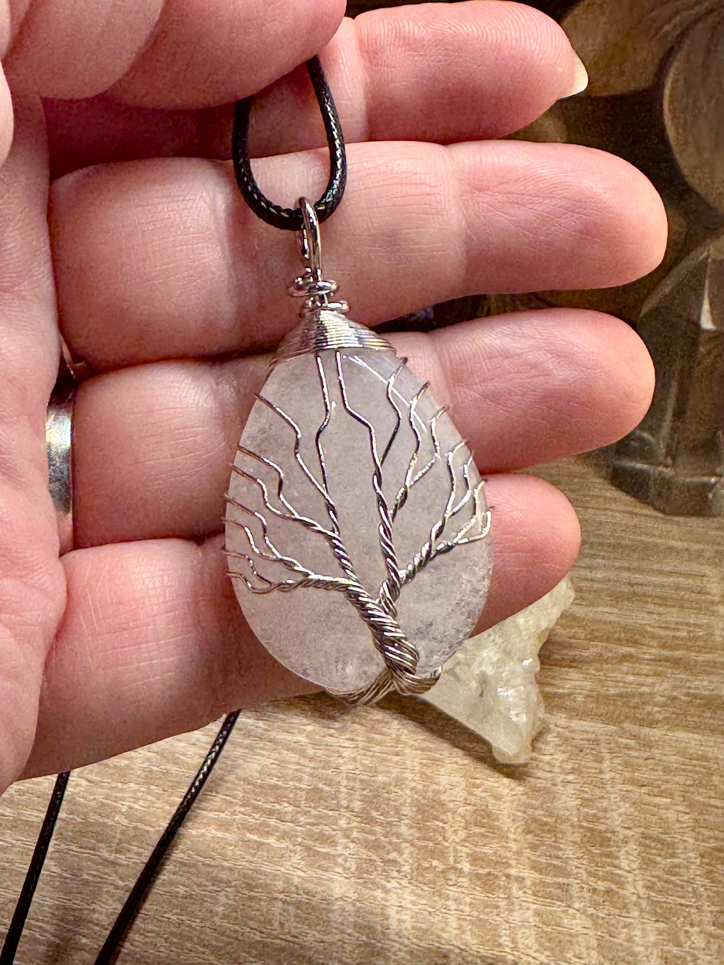 Pendentif en cristal de roche - montage acier