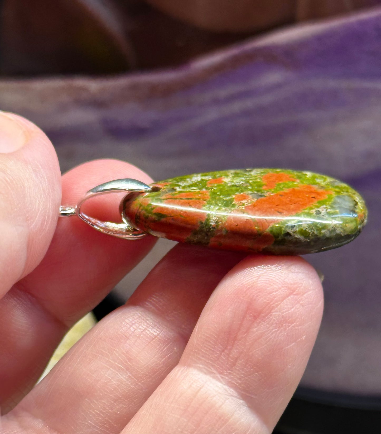 Pendentif goutte d’Unakite