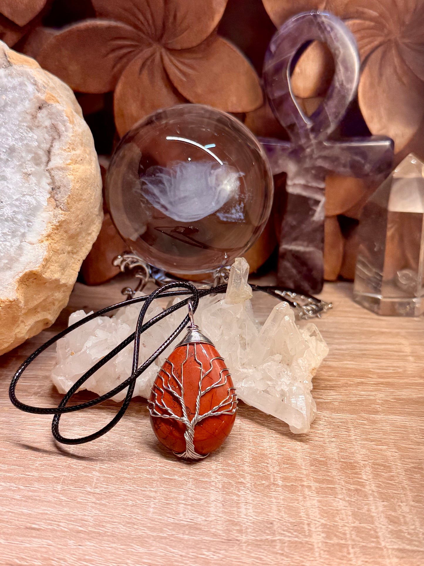 Pendentif de Jaspe Rouge - Montage acier