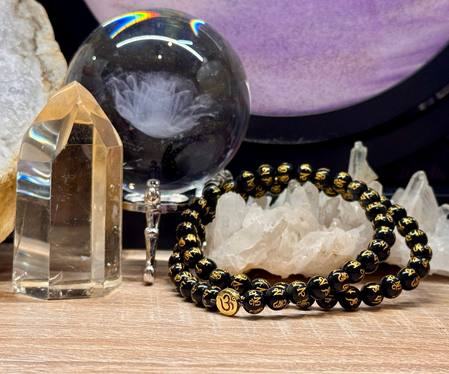 Double bracelet de protection obsidienne Œil Céleste