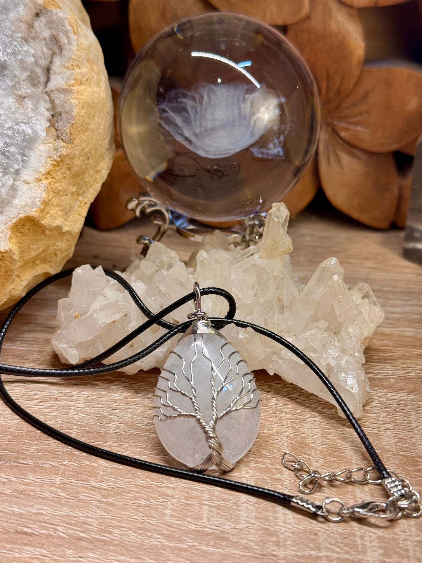 Pendentif en cristal de roche - montage acier