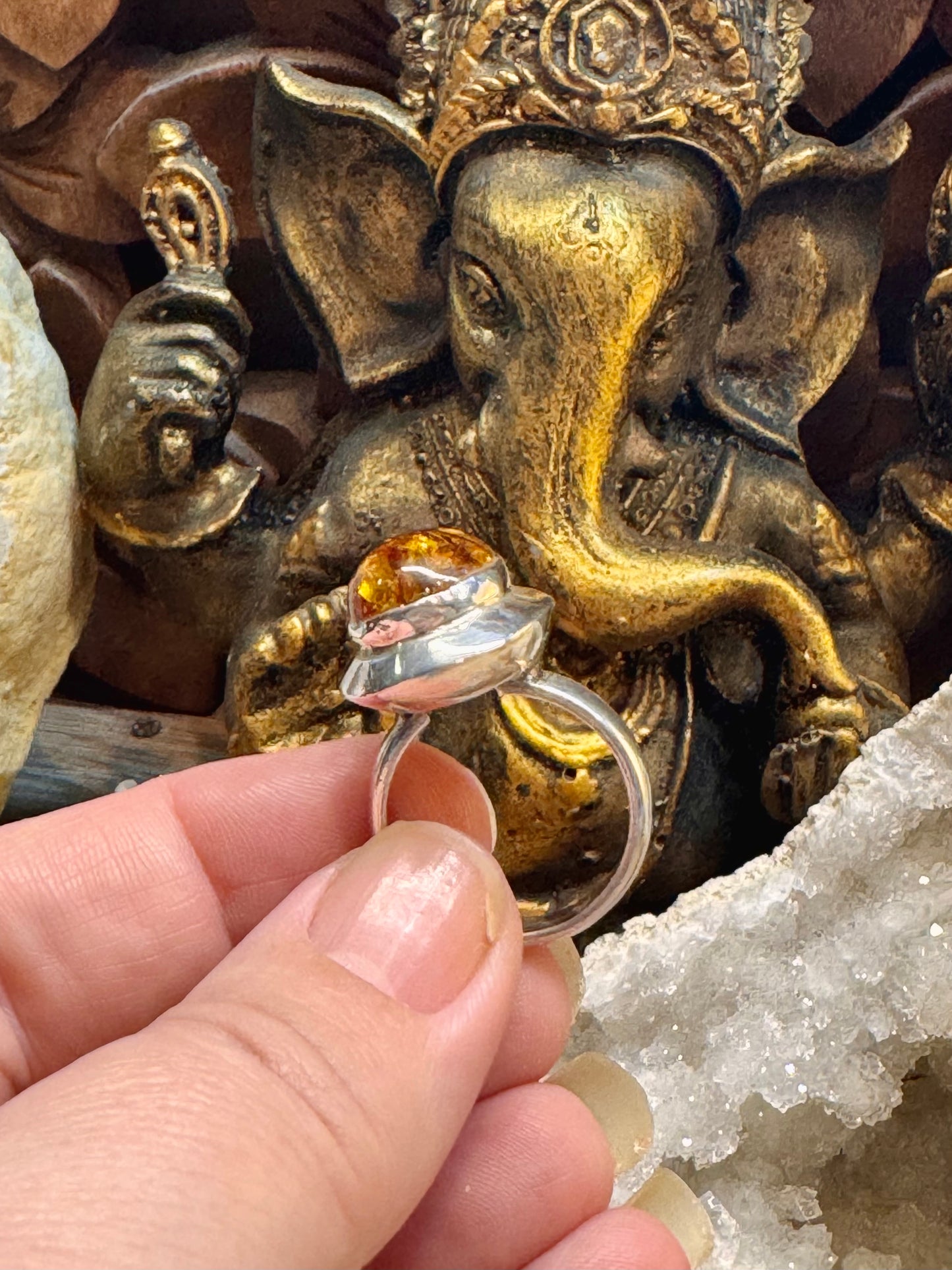 Bague ambre T56