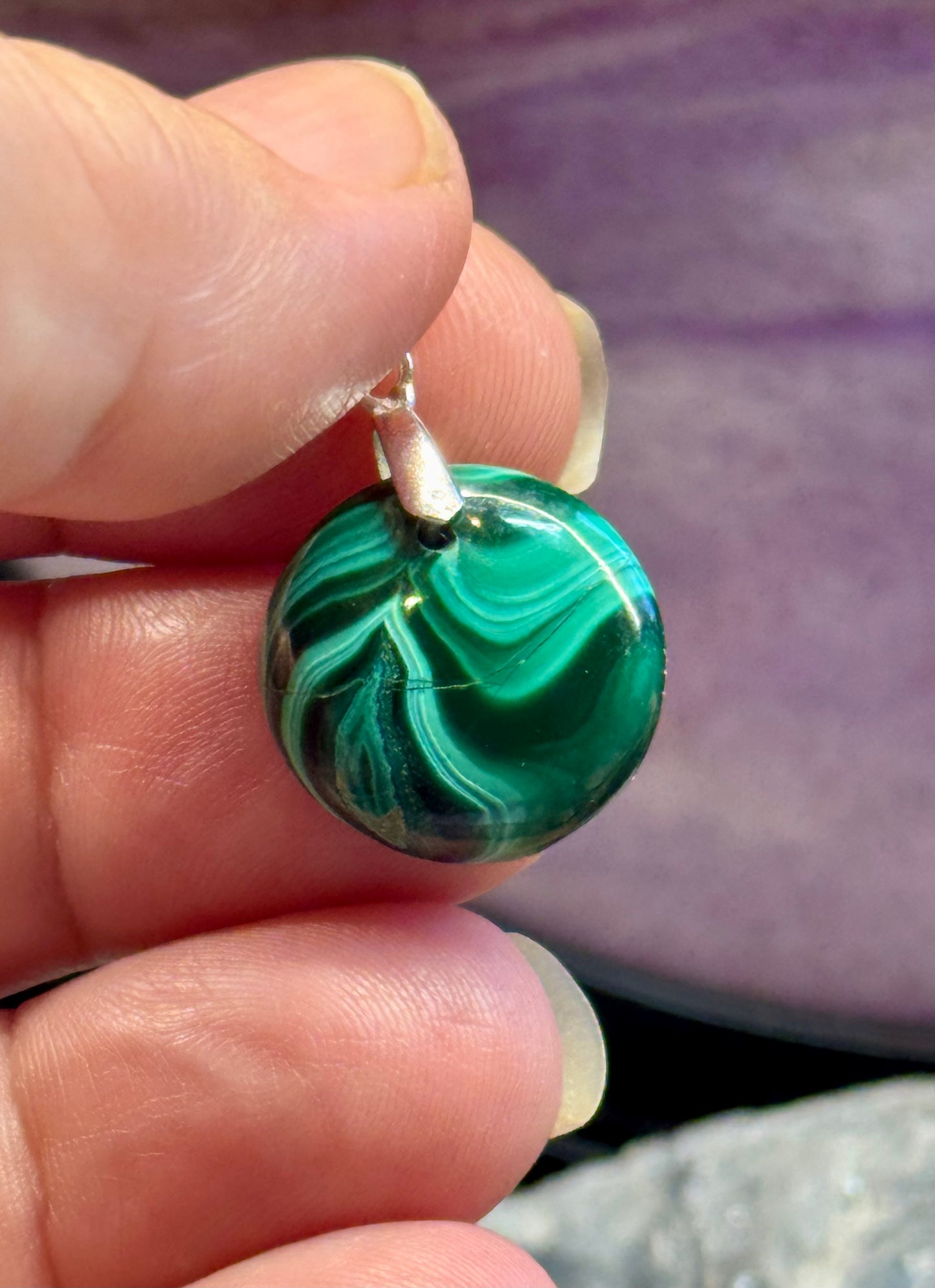 Pendentif de Malachite rond