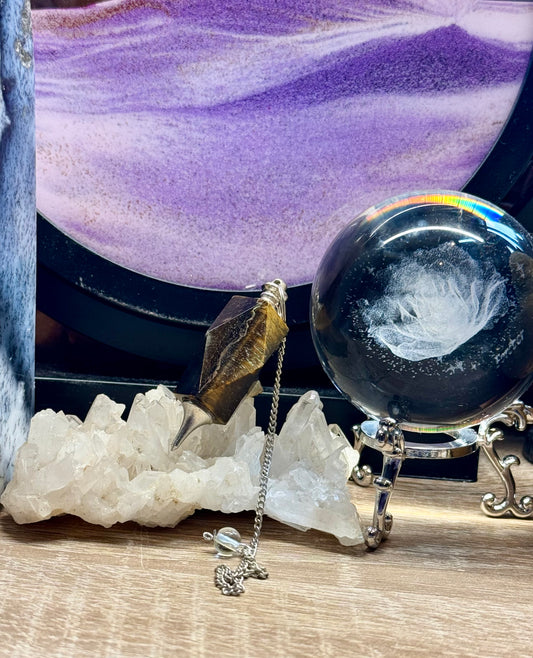 Pendule à facettes en Oeil de tigre
