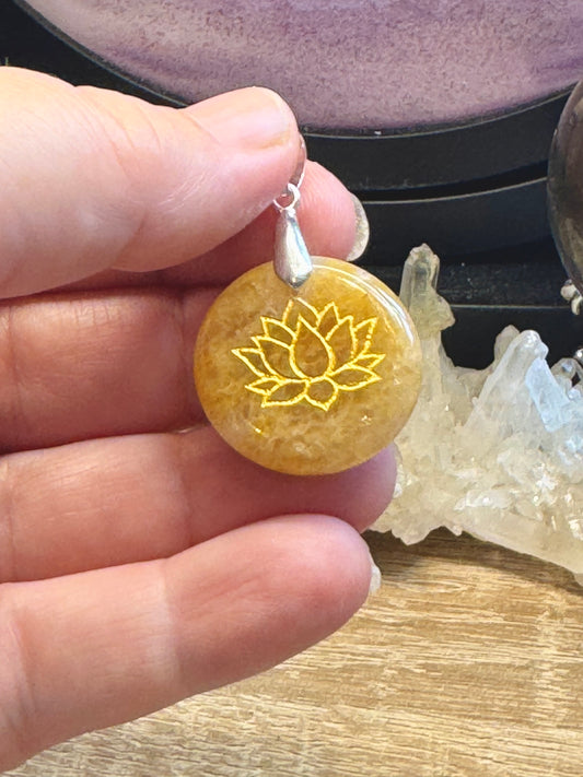 Pendentif en Aventurine Jaune et Sceau de Métatron
