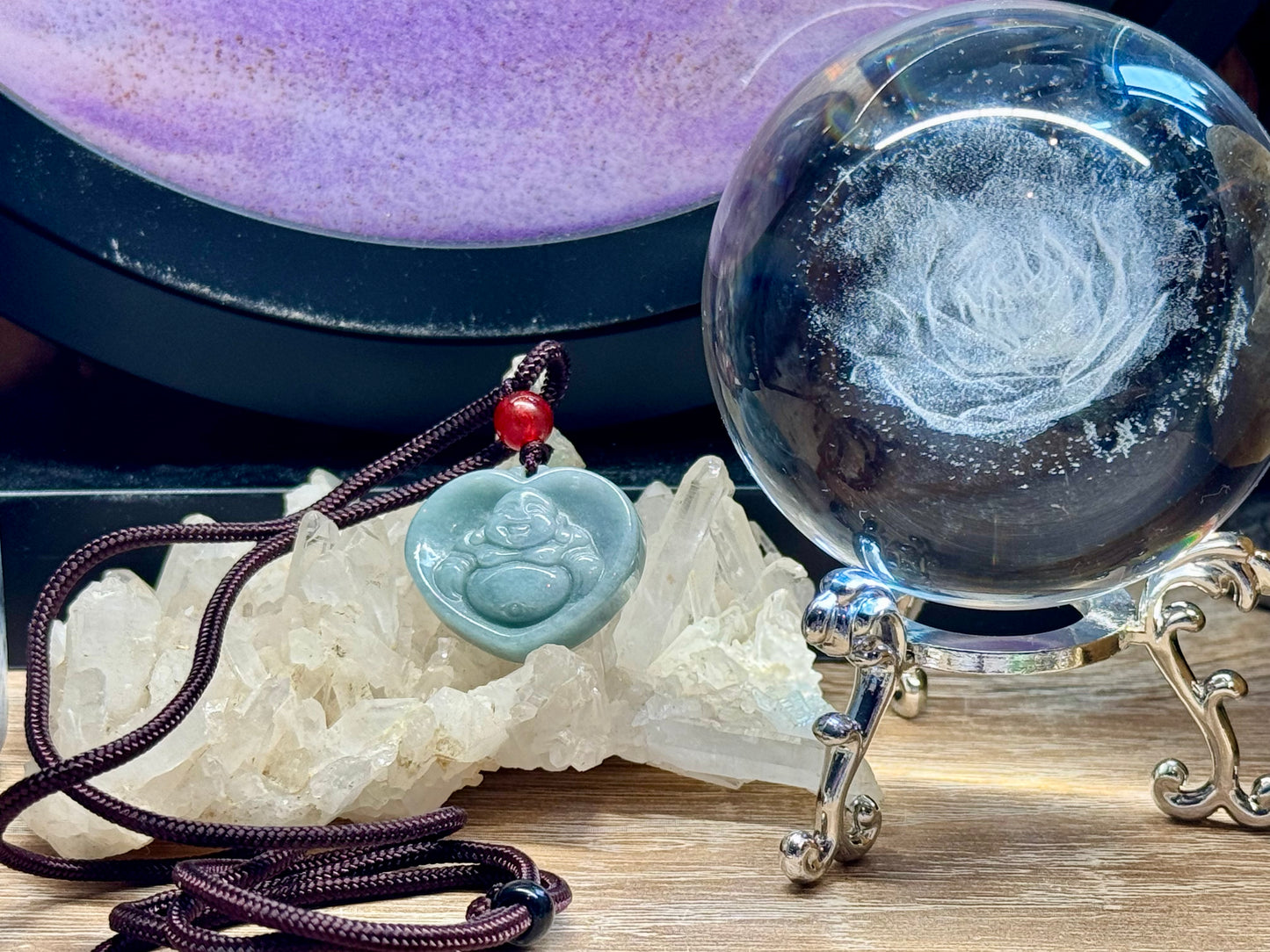 Collier de Jade Bouddha Rieur en cœur