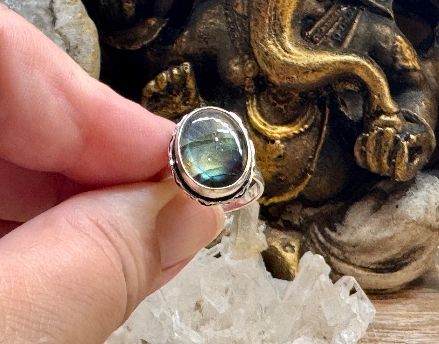 Bague Labradorite T52