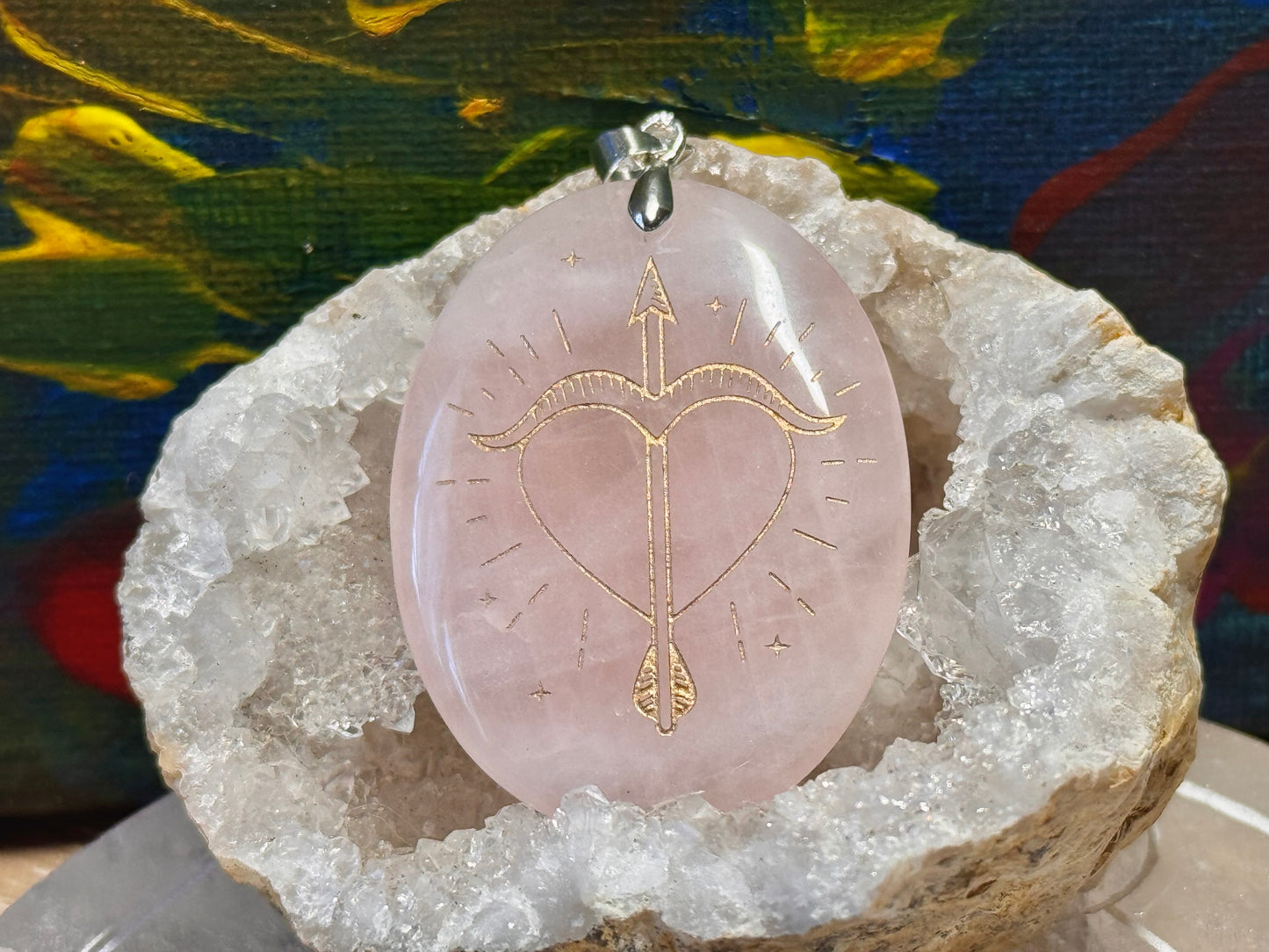 Pendentif de quartz rose