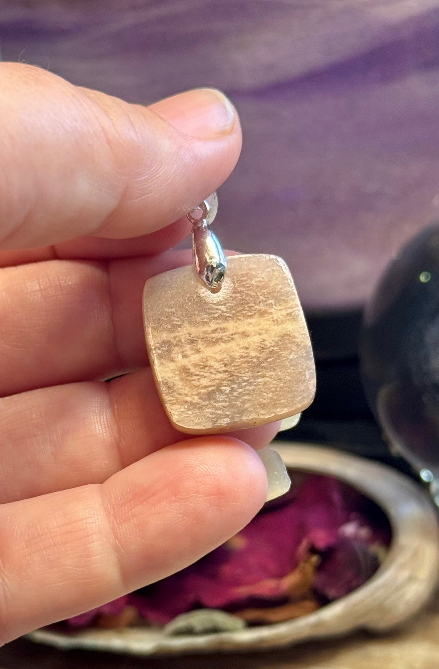 Pendentif de Pierre de lune carré