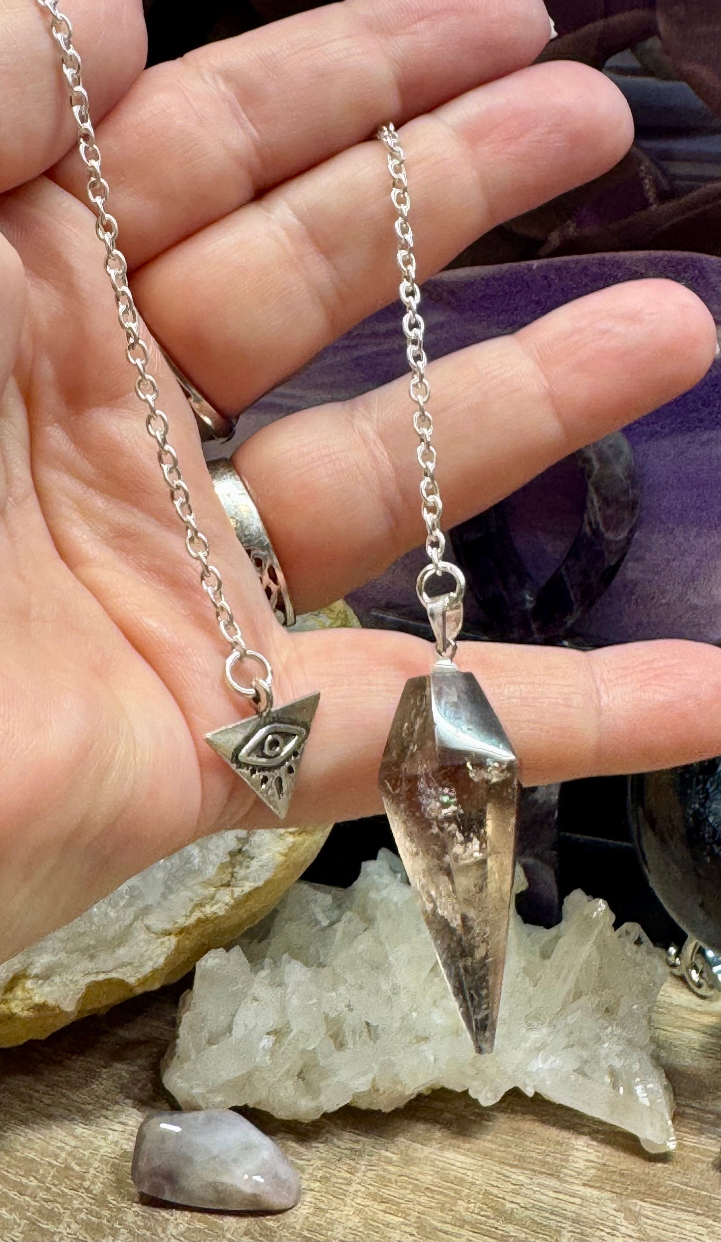 Pendule Quartz Fumé - Oeil Horus