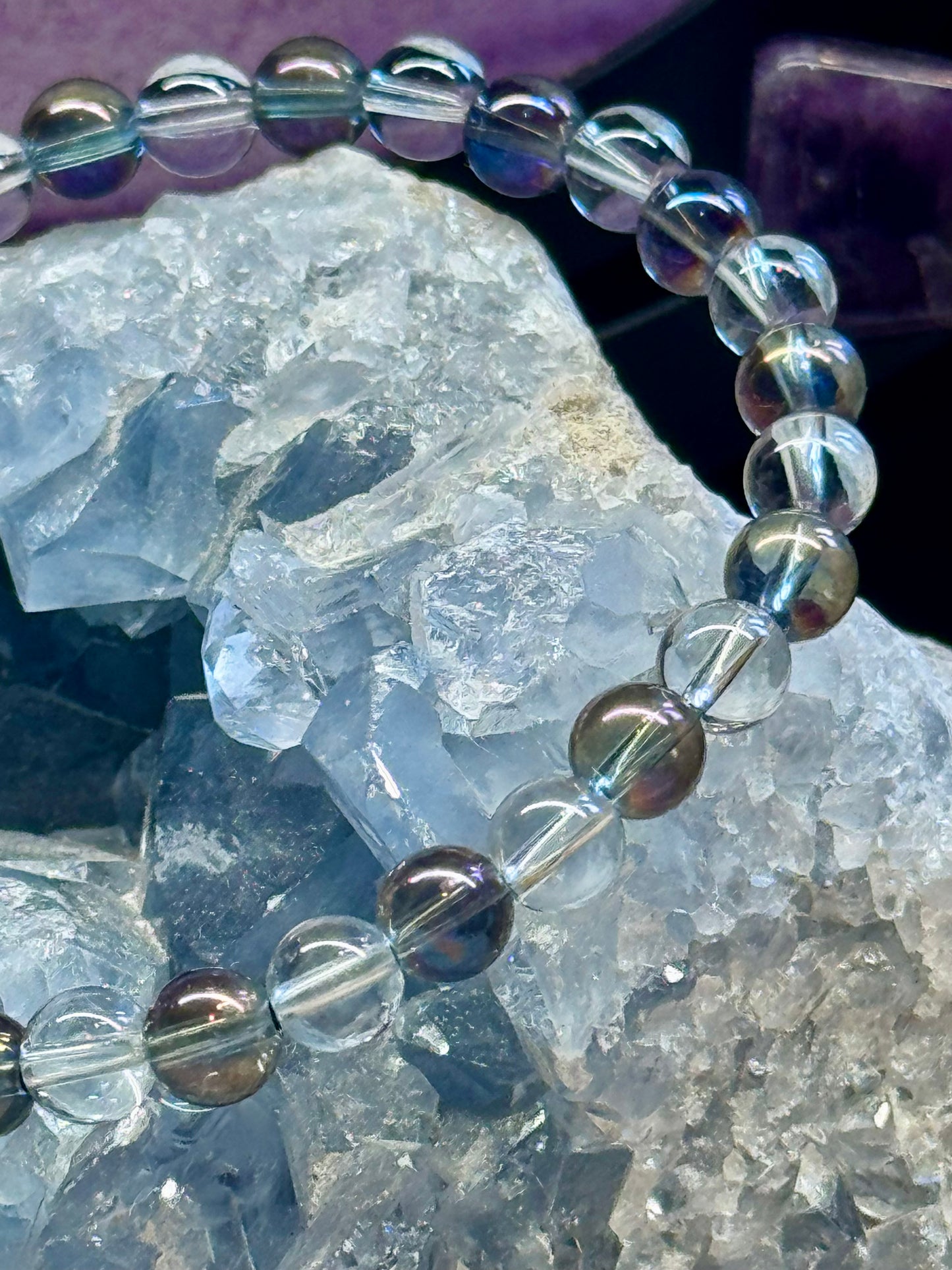 Bracelet d’Aqua Aura et Cristal de roche