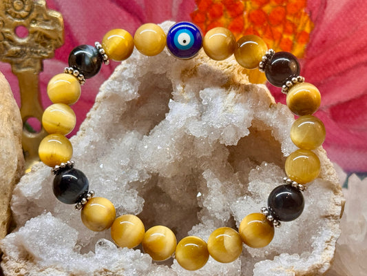Bracelet de protection œil de tigre et œil de faucon