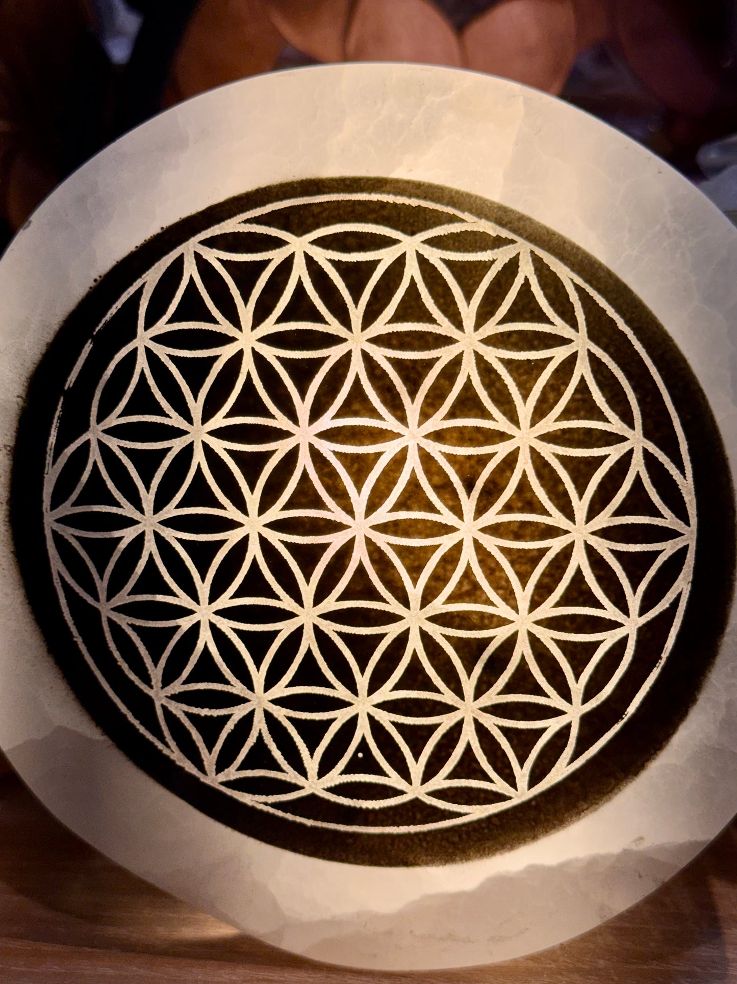 Lampe en Sélénite - Fleur de vie