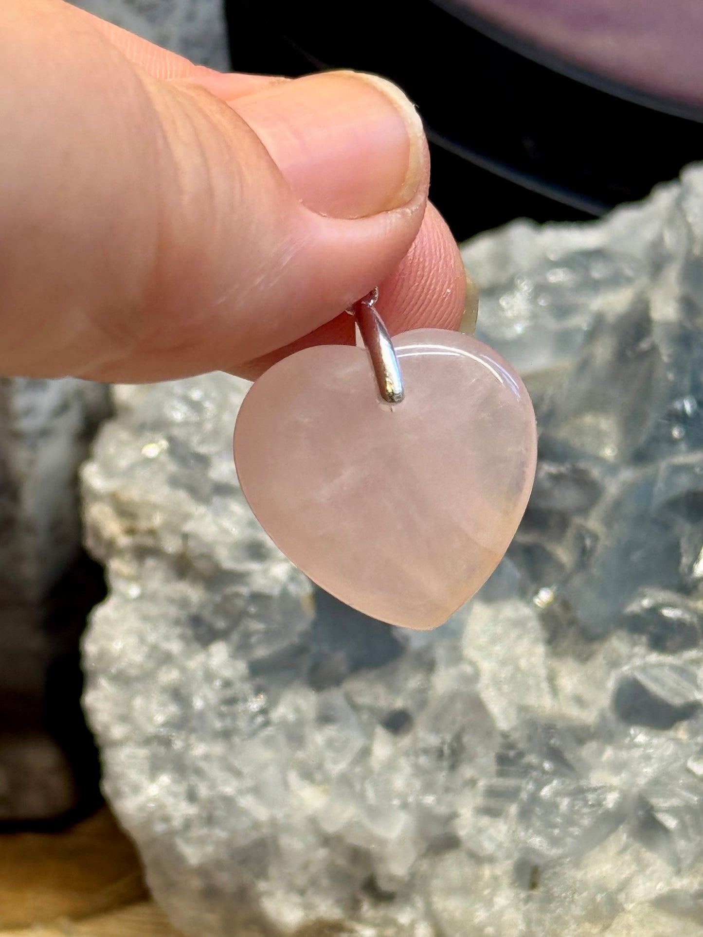 Pendentif Cœur en Quartz Rose