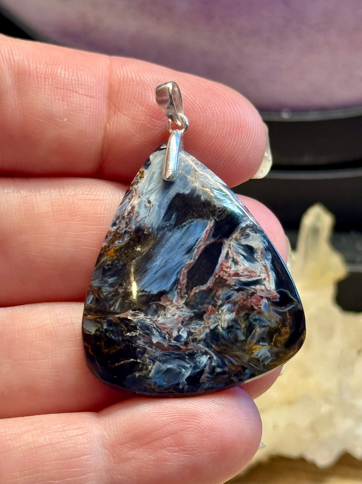 Pendentif de Piétersite bleue
