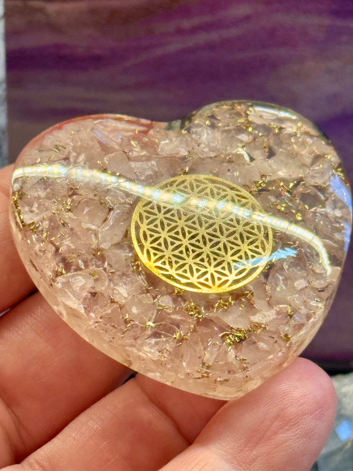 Orgonite Cœur de Quartz Rose