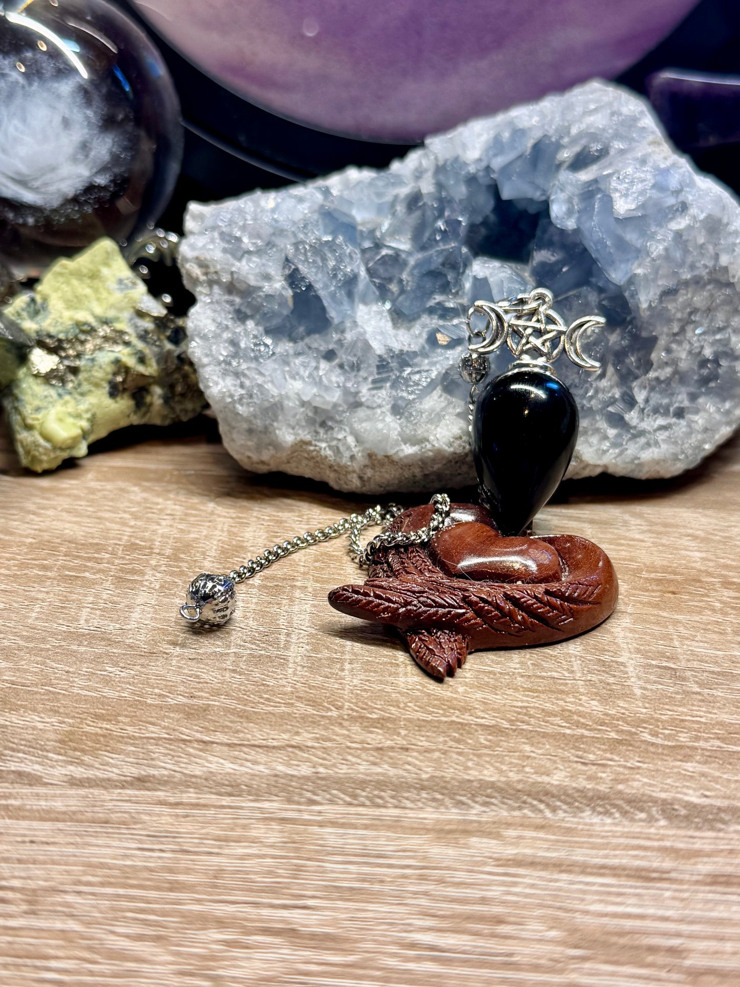Pendule Triple Lune Obsidienne Noire