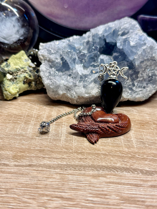 Pendule Triple Lune Obsidienne Noire
