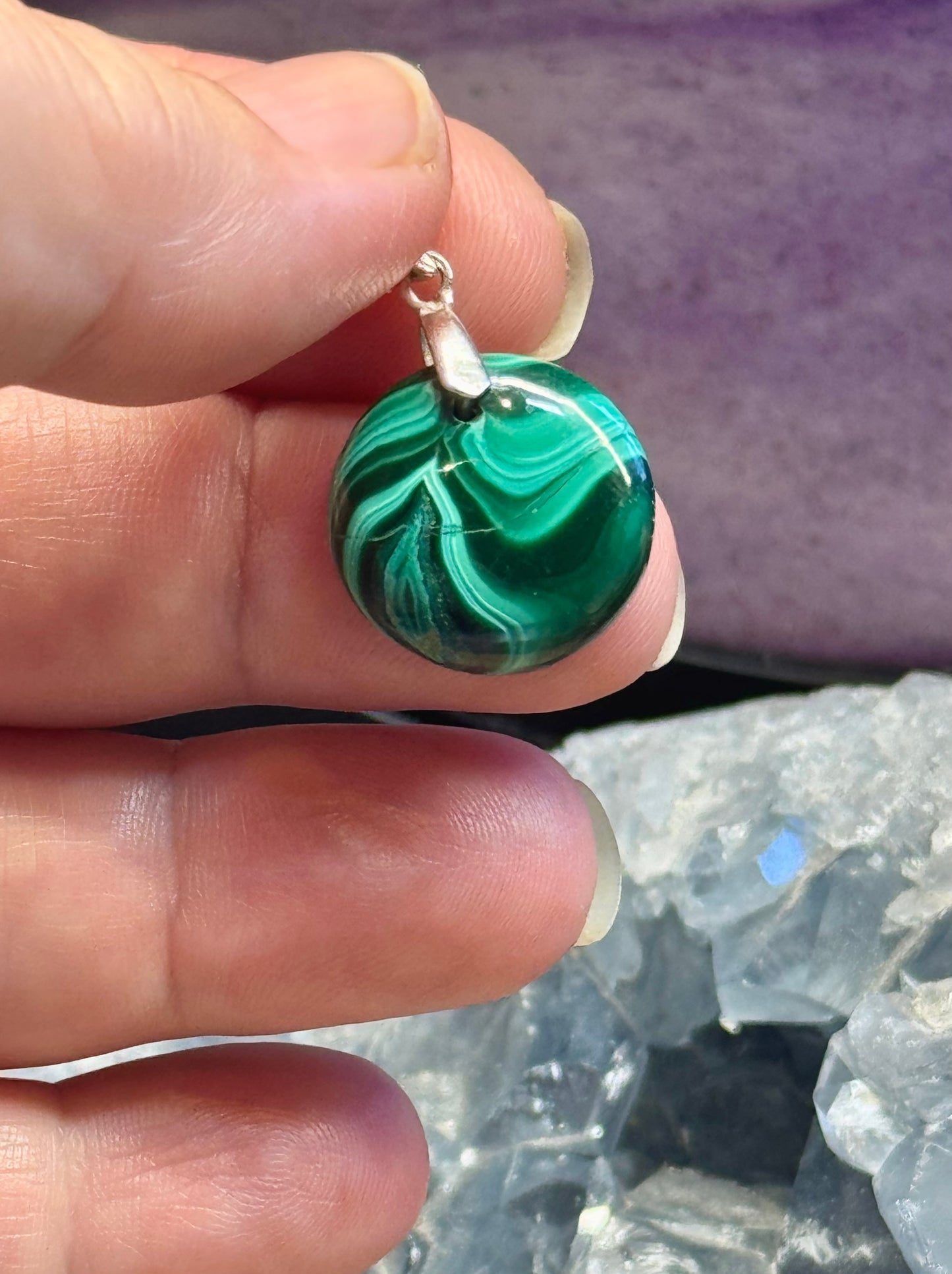 Pendentif de Malachite rond
