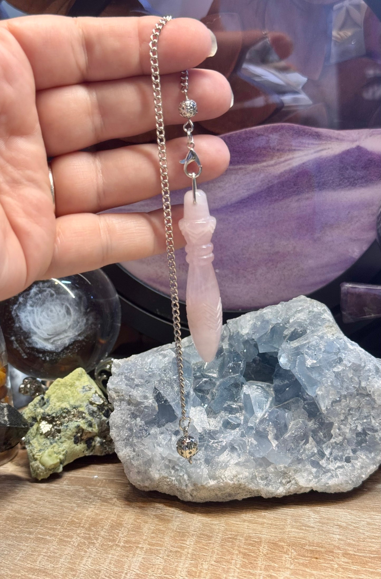 Pendule Thot en Quartz Rose