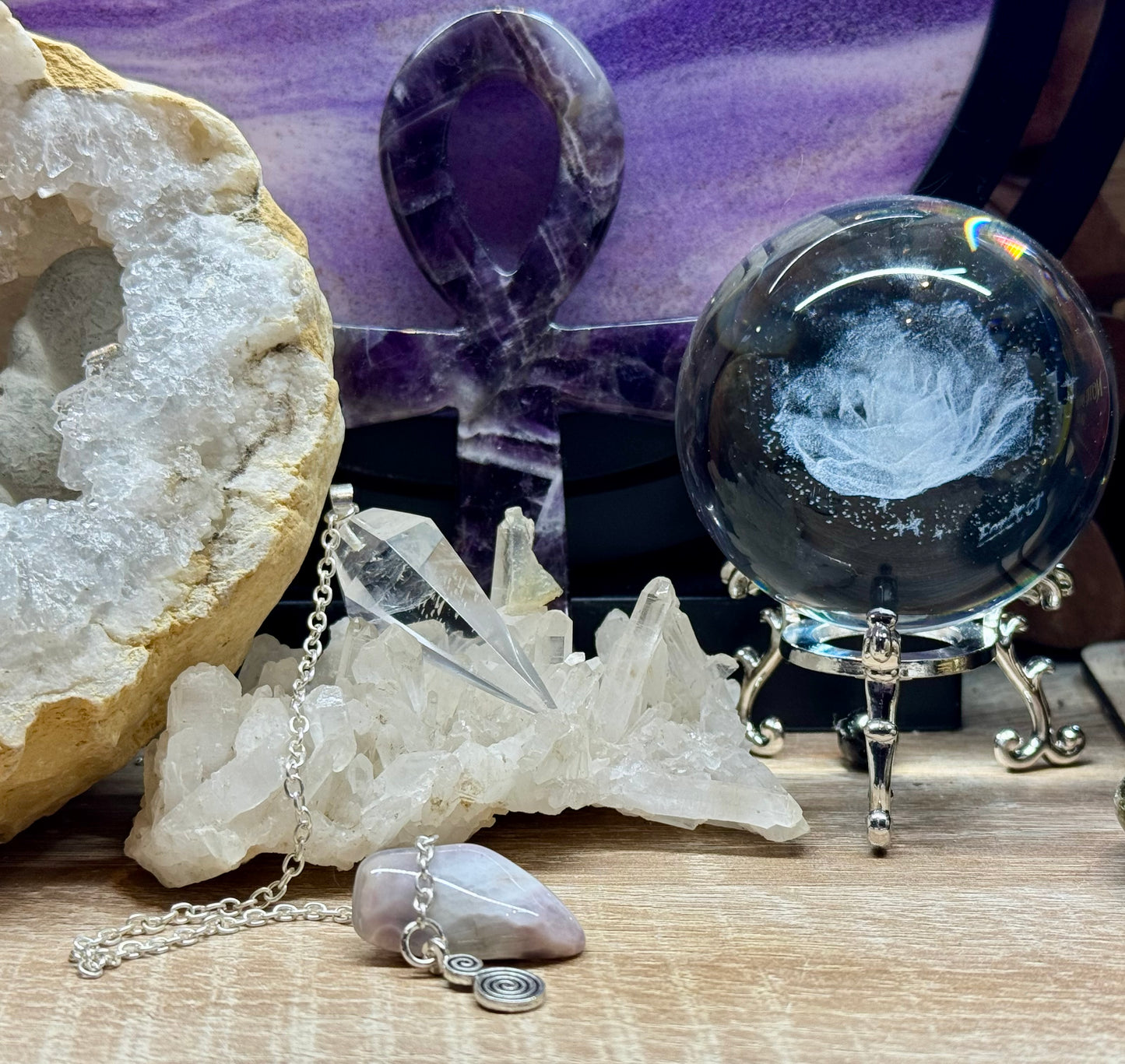 Pendule de Cristal de roche - Labyrinthe