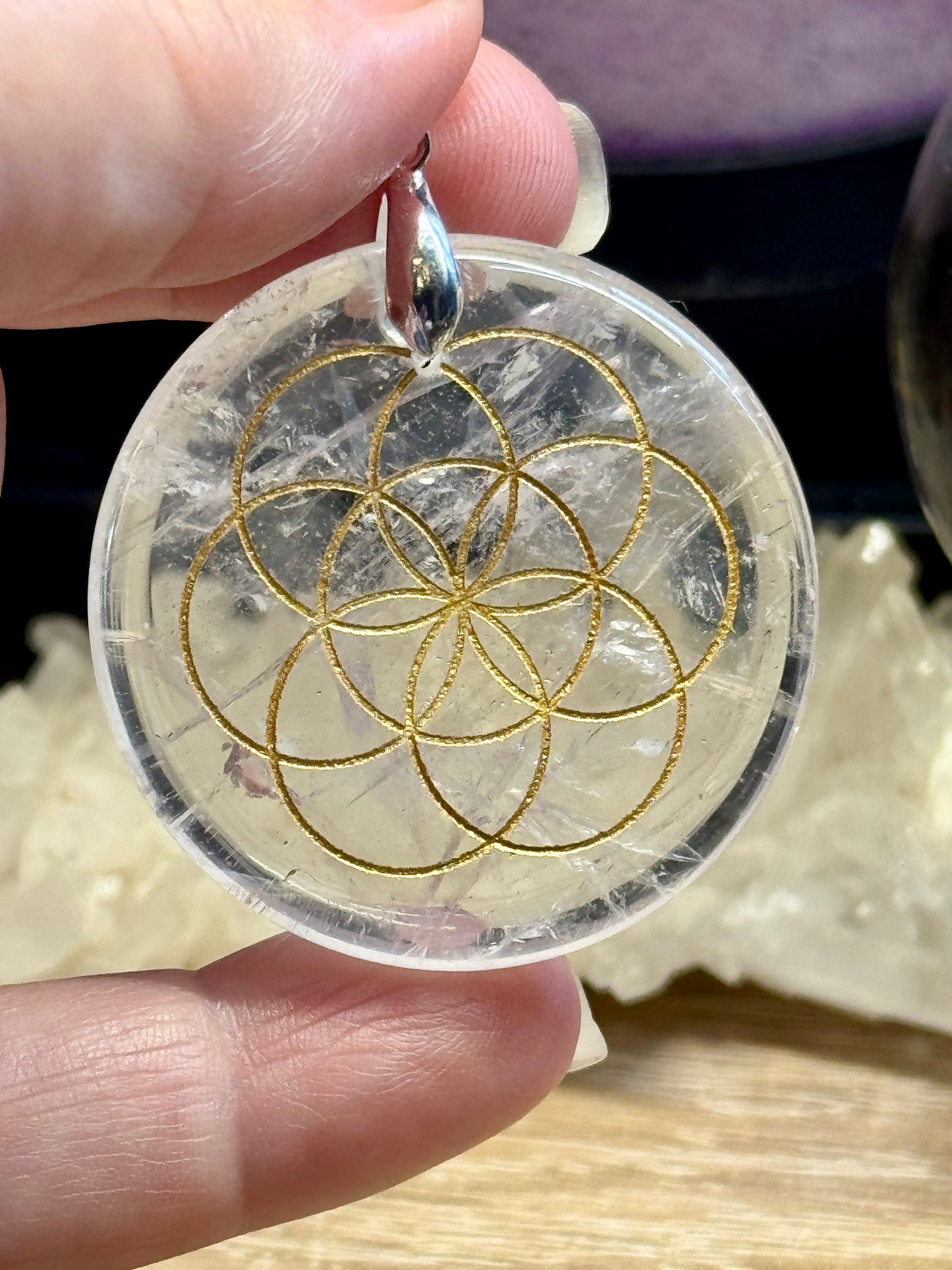 Pendentif Cristal de roche - Graine de vie