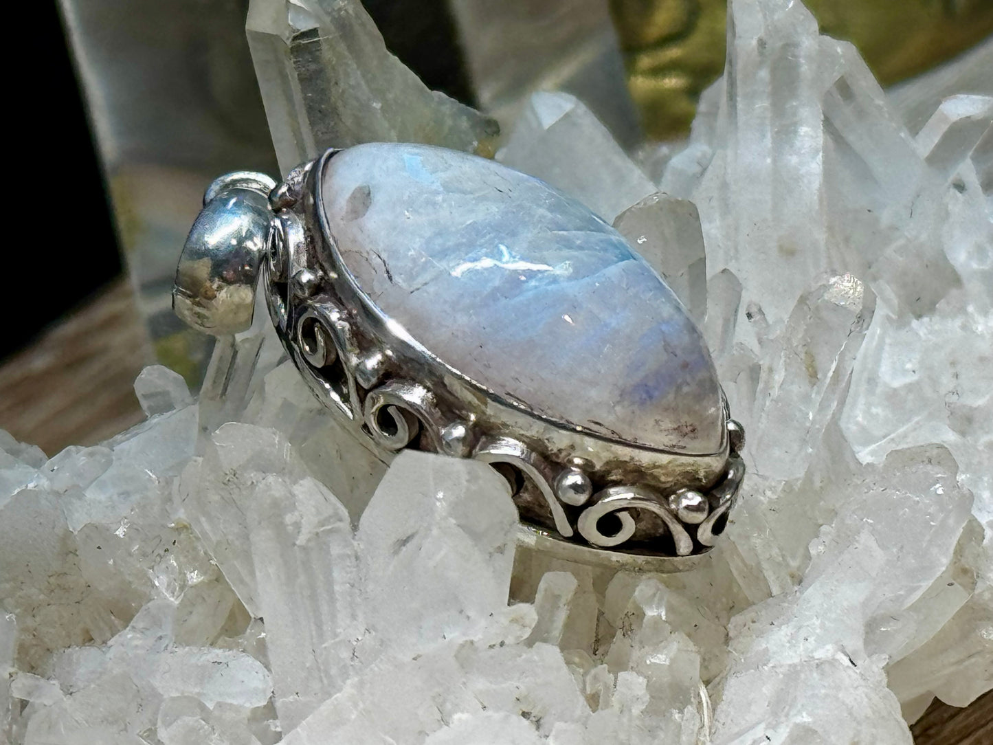 Pendentif de Pierre de Lune Arc-en-ciel