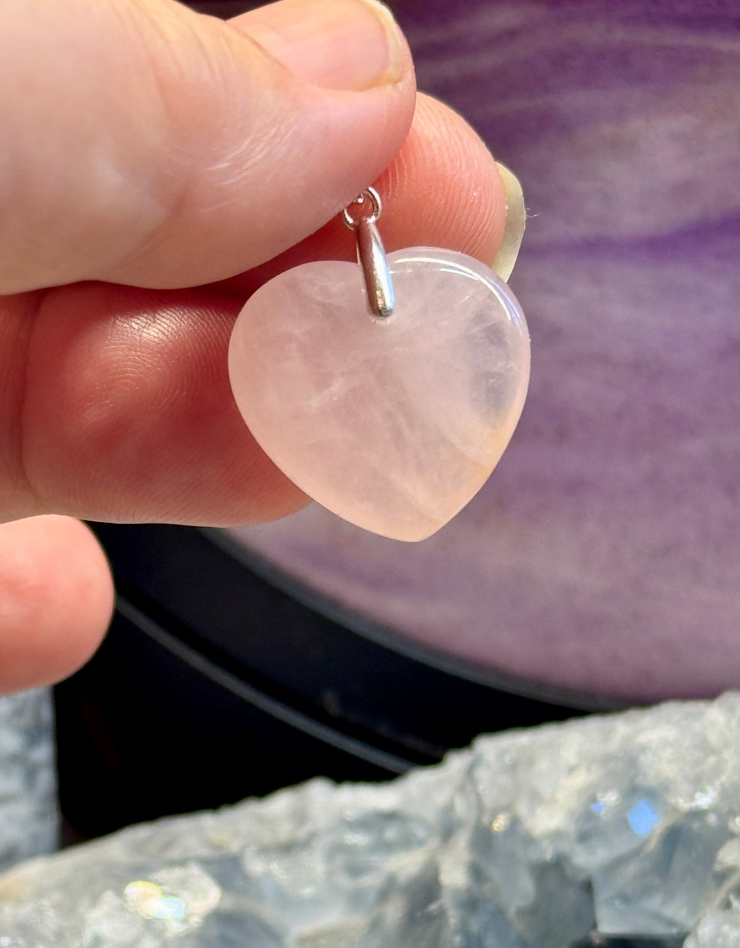 Pendentif Cœur en Quartz Rose