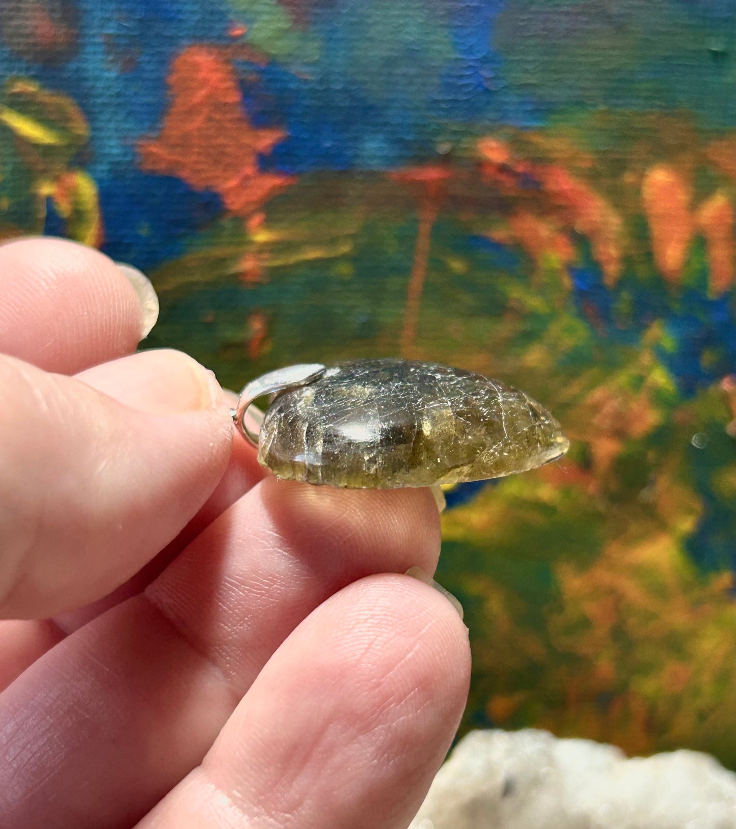 Pendentif en labradorite en forme de cœur 2