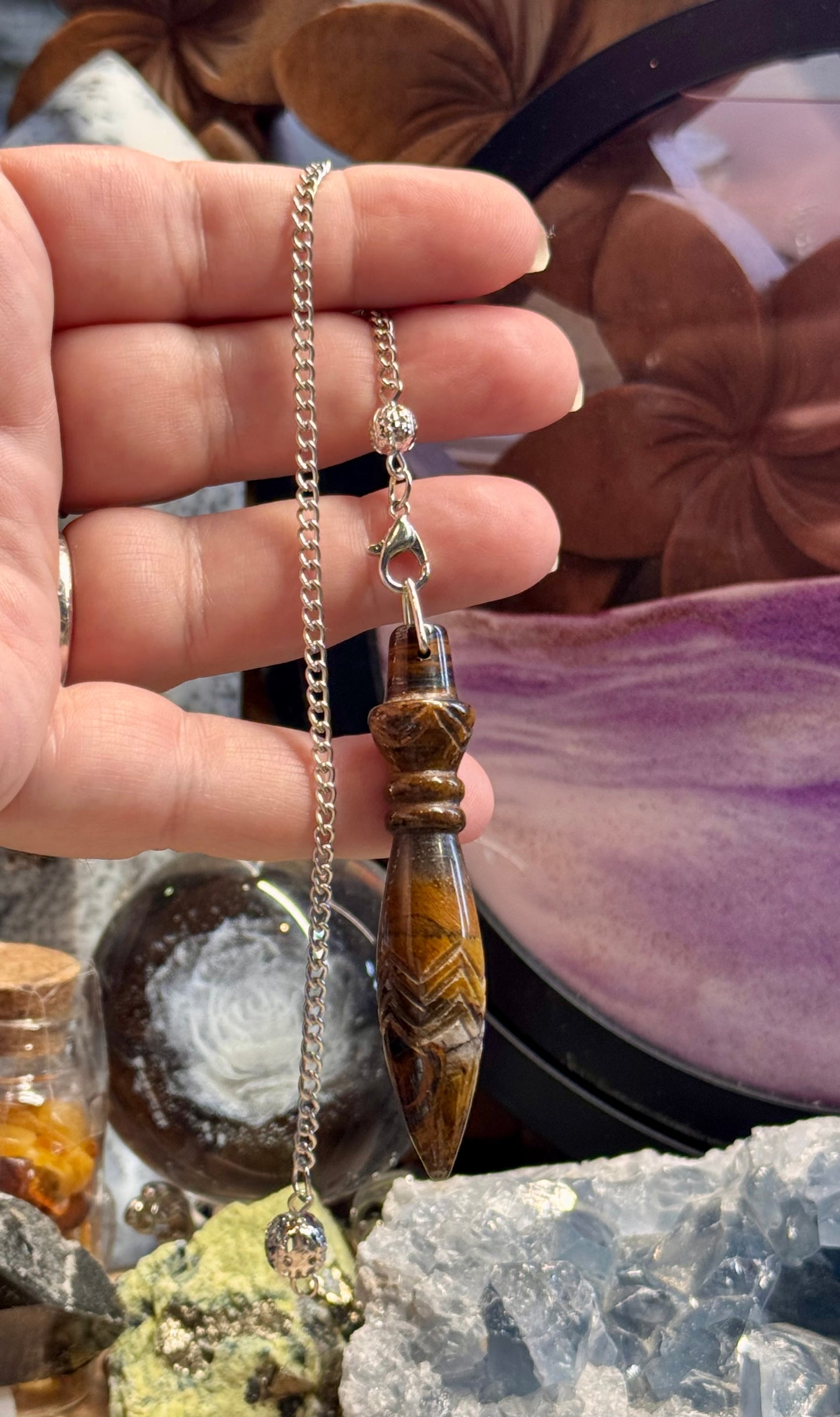 Pendule Thot en Oeil de Tigre
