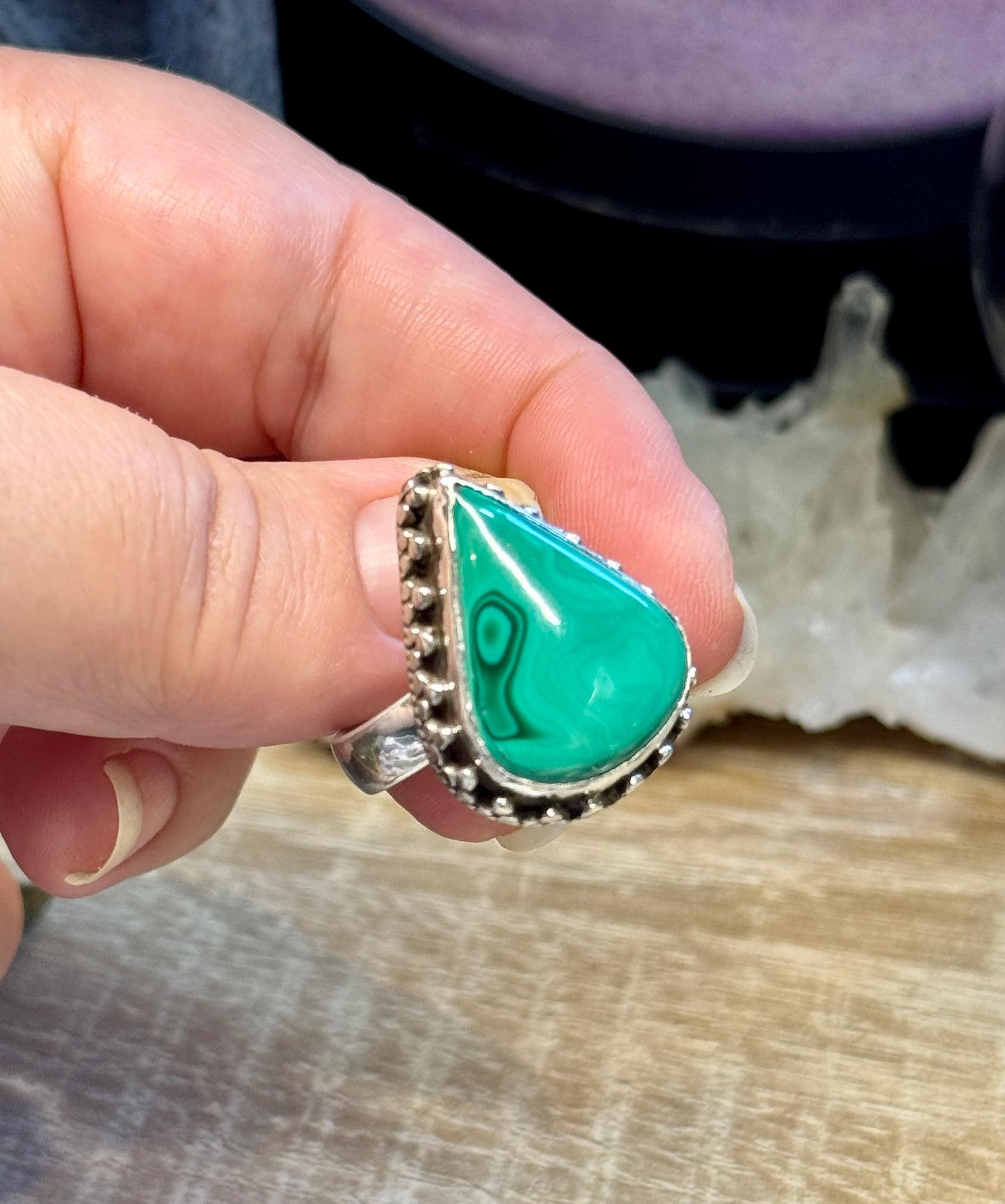 Bague Malachite T52