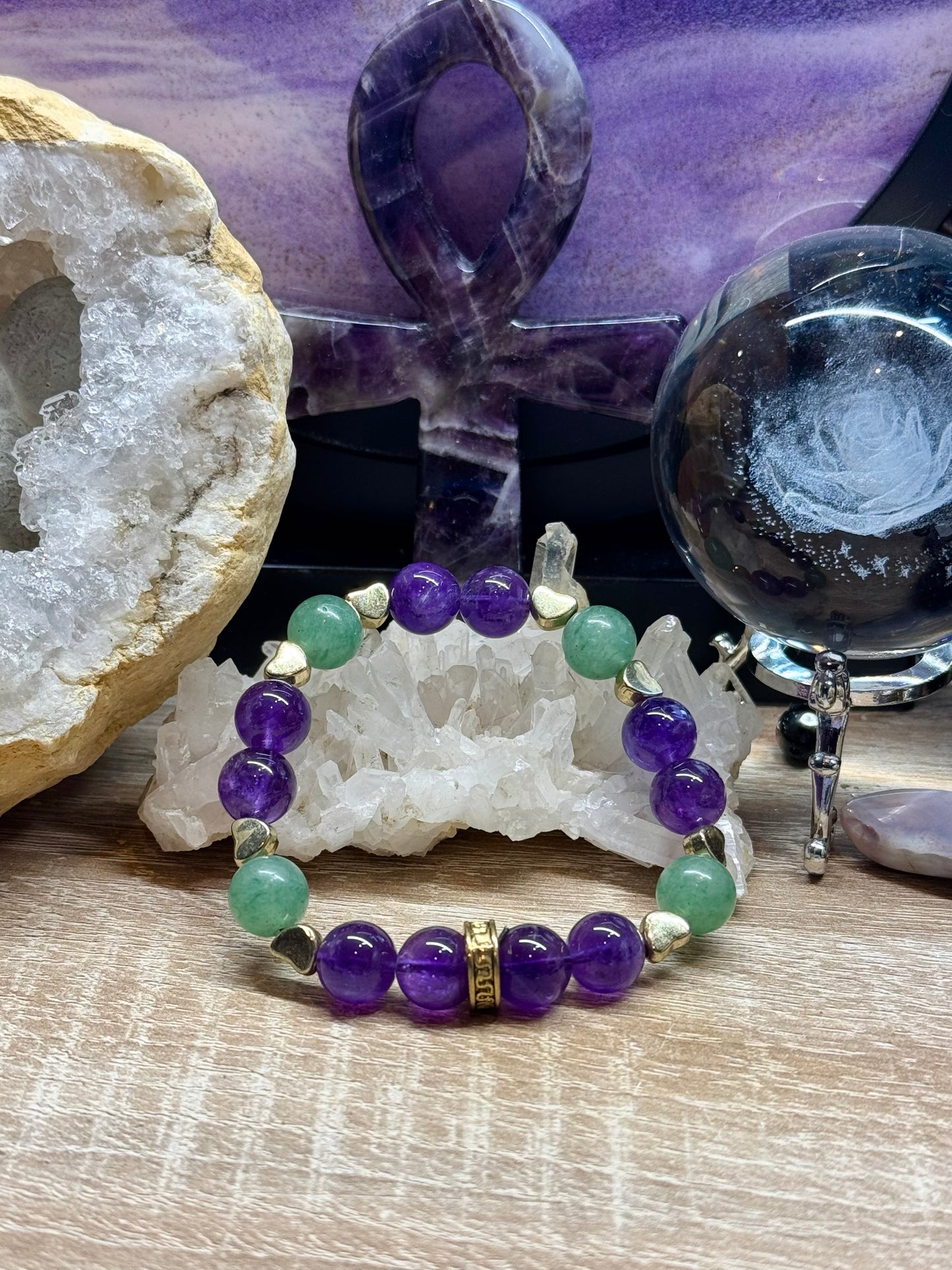 Bracelet améthyste et aventurine verte