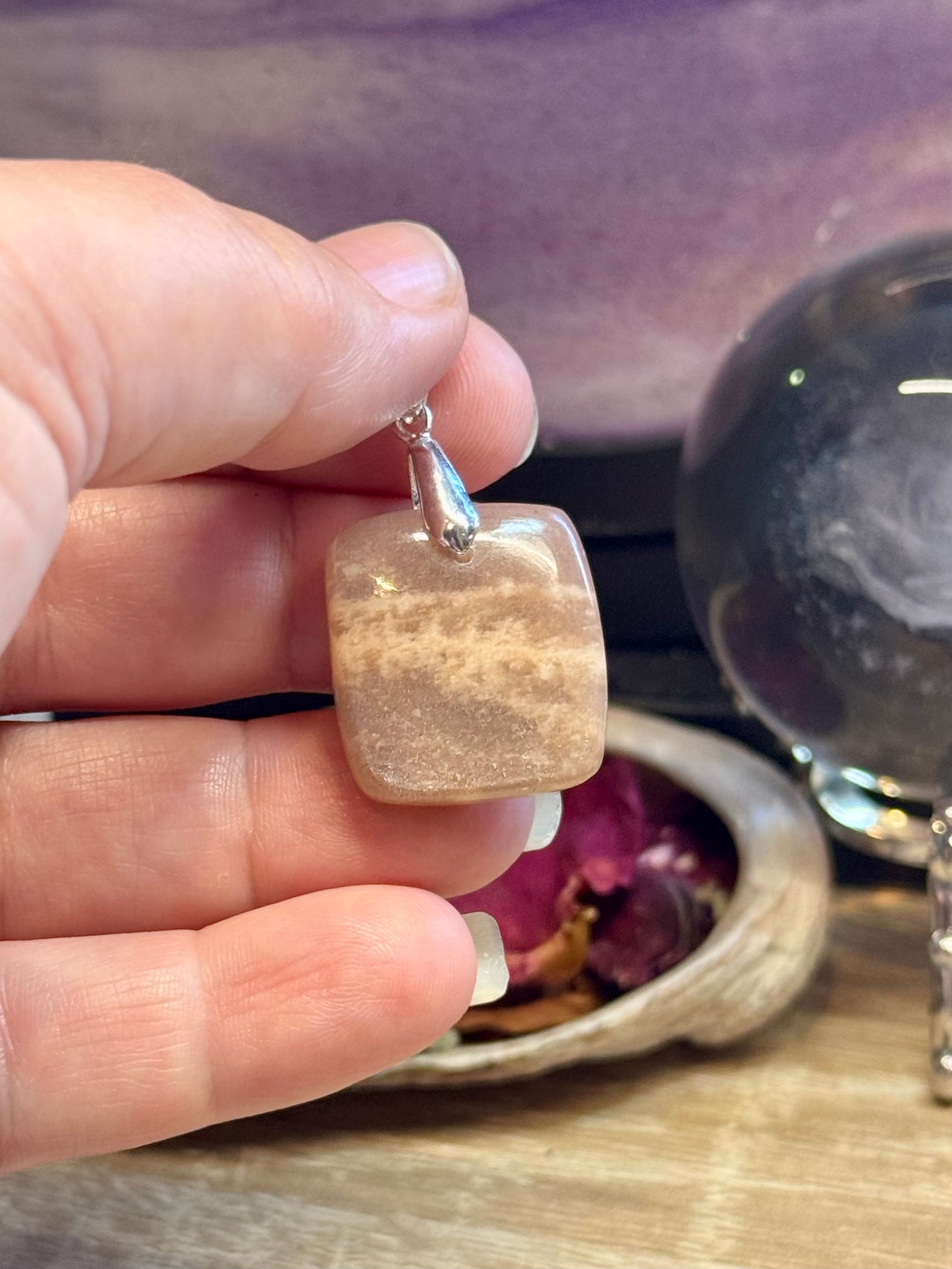 Pendentif de Pierre de lune carré