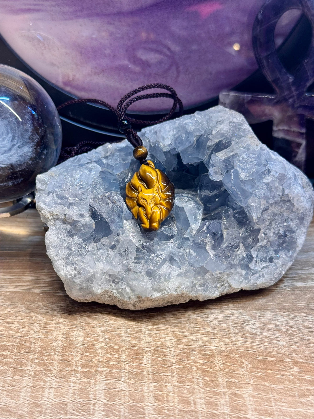 Collier avec renard ajustable Œil de tigre