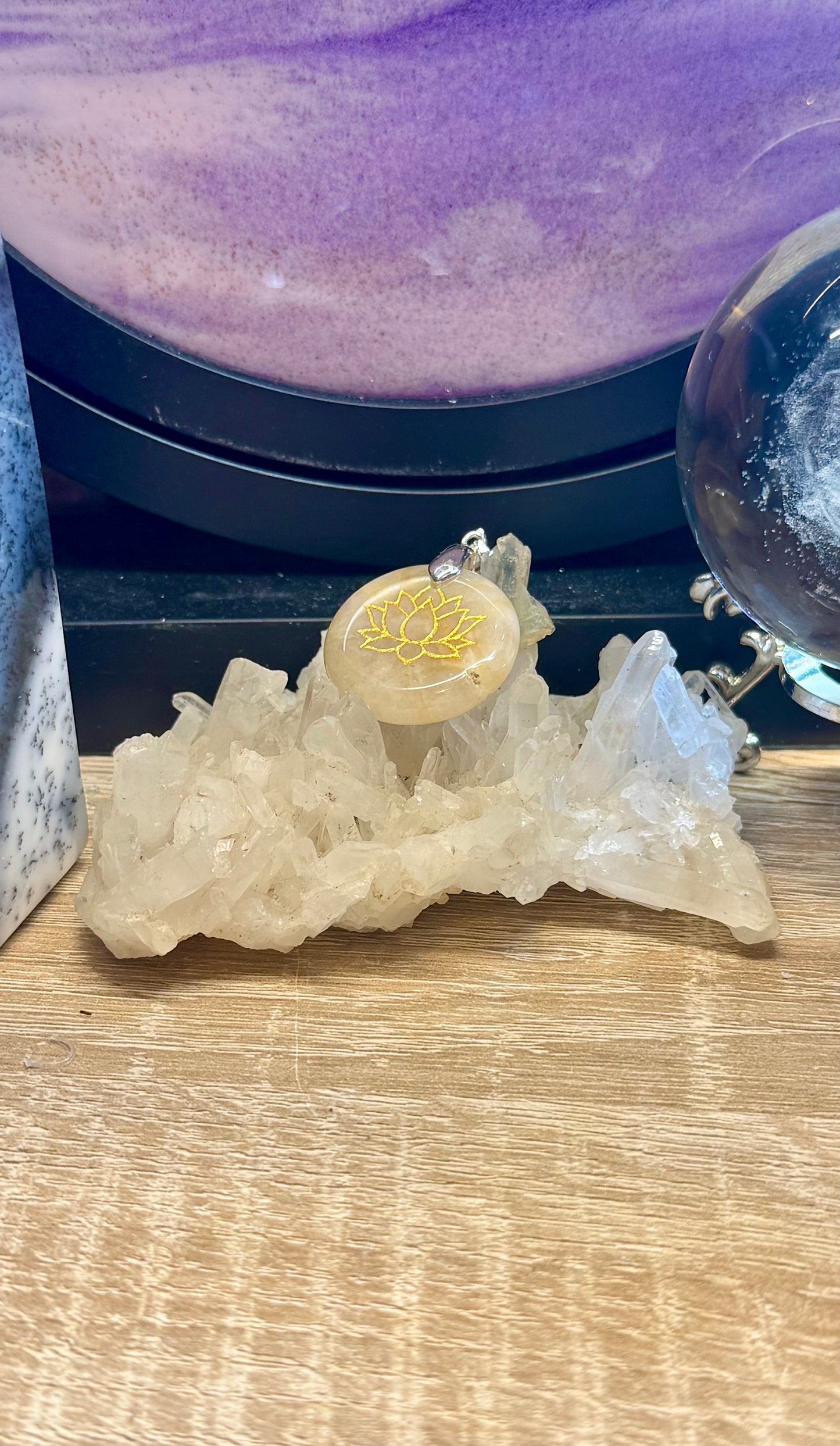 Pendentif en Aventurine Jaune et Sceau de Métatron