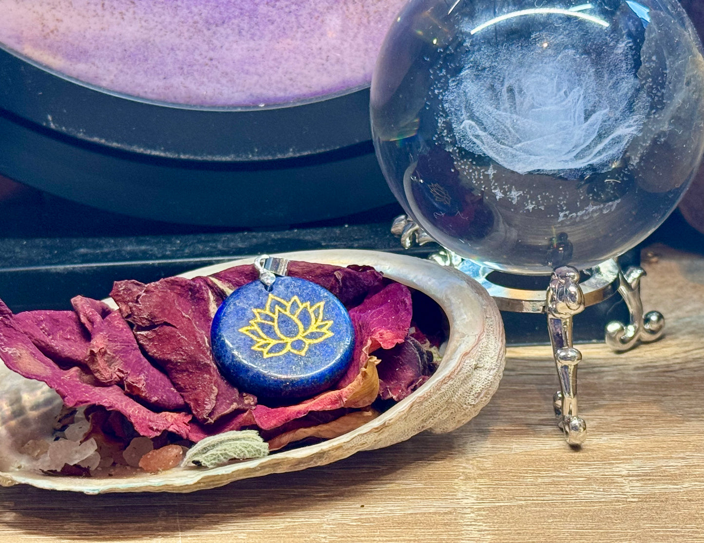 Pendentif en Lapis-lazuli - Lotus