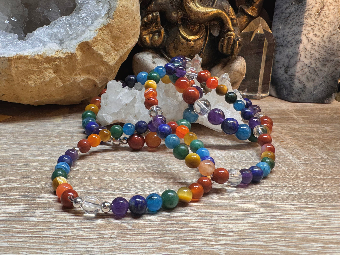 Bracelet 7 chakras perles 6 ou 8mm