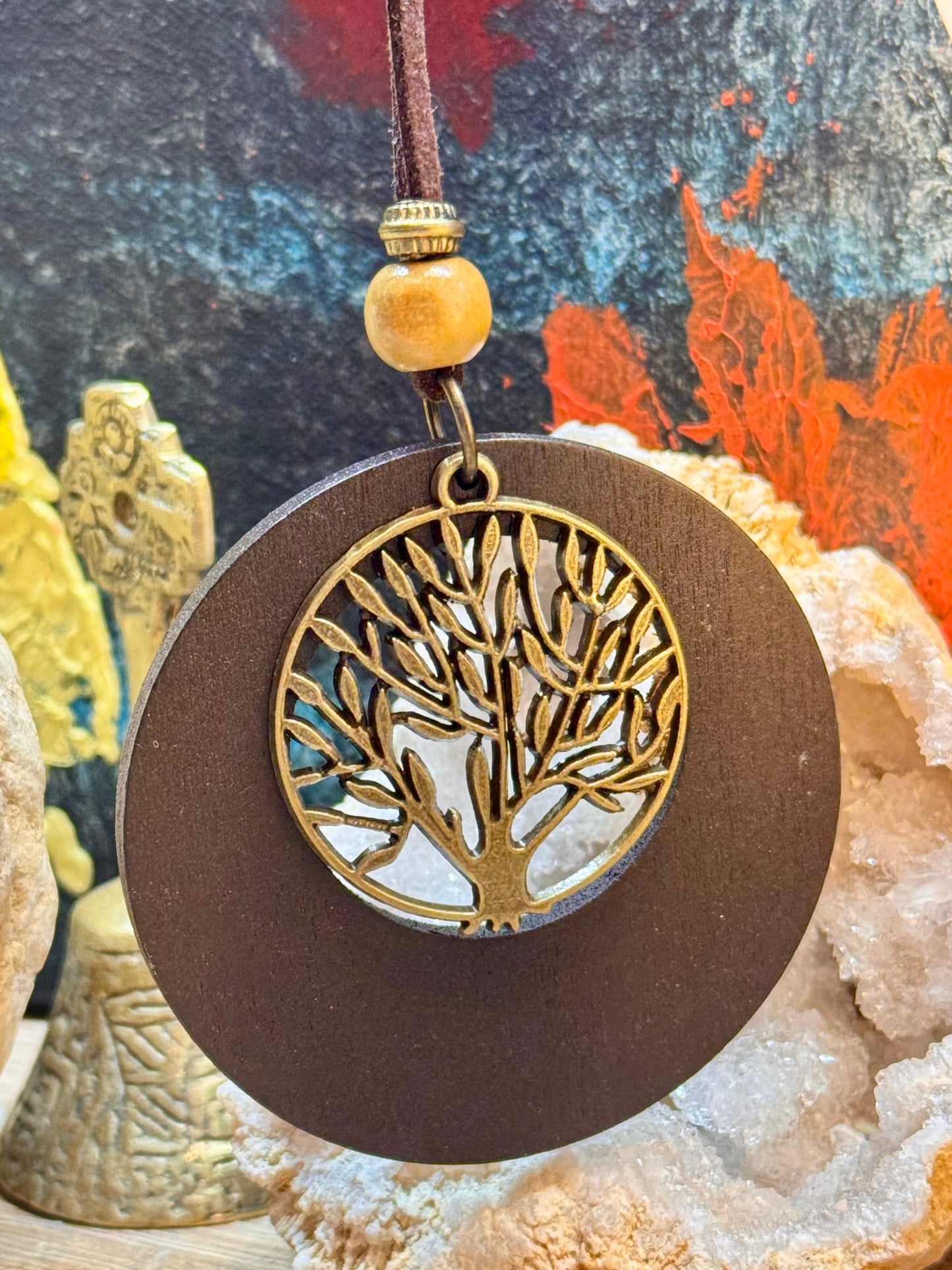 Collier long bois Arbre de vie