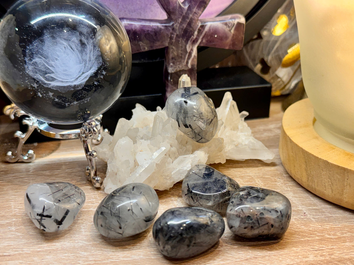 Pierre roulée de Quartz Tourmaline